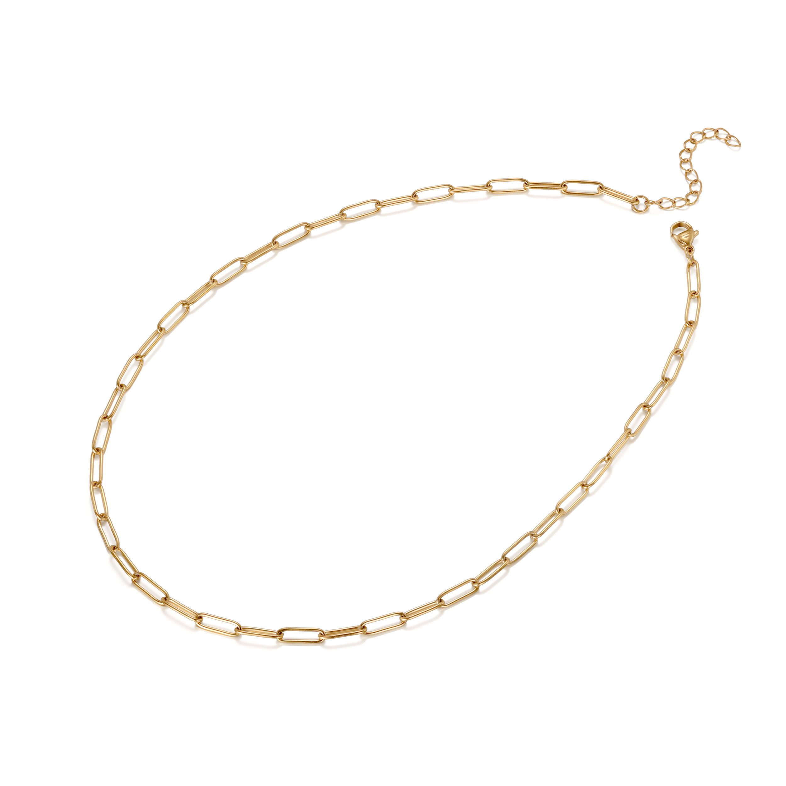 Kingka Collierkettchen Isabell Gliederkette IP Gold oder Silber glänzend Länge 45 cm + 5 cm, Damen Halskette perfekte Geschenkidee zu Geburtstag, Weihnachten