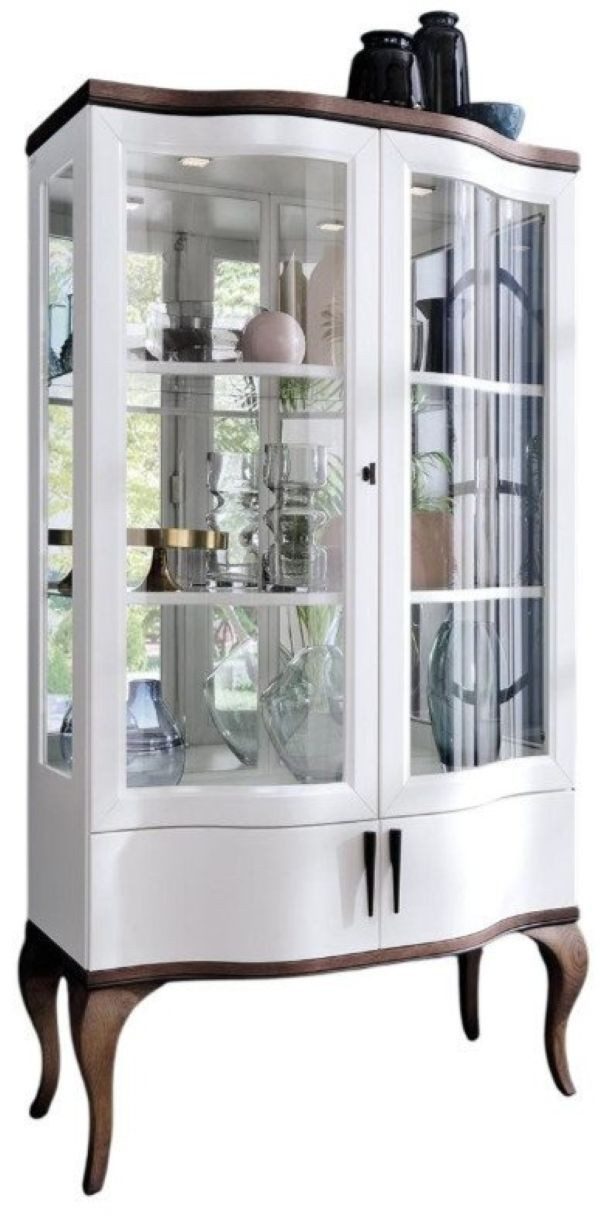 Xlmoebel Vitrine Klassischer Wohnzimmerschrank mit Vitrine und Regal in Holzoptik (1-St., Vitrine) Hergestellt in Europa