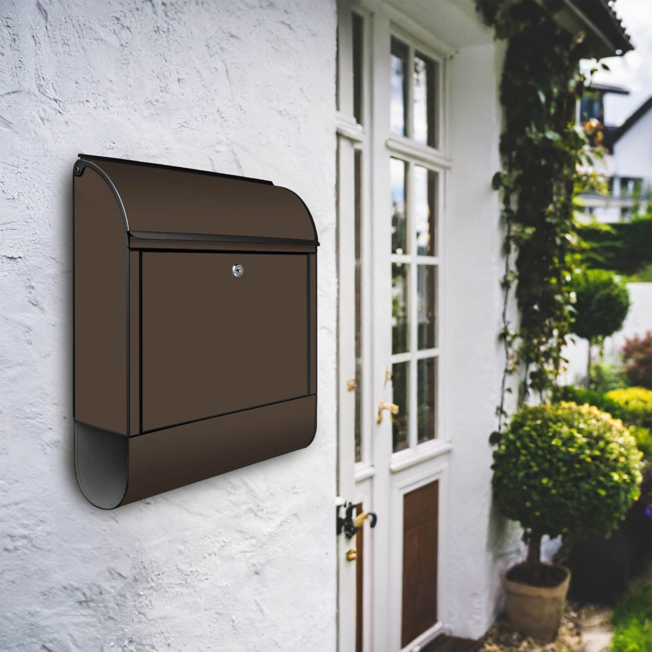 banjado Wandbriefkasten Stahl Schokobraun (Wandbriefkasten witterungsbestän günstig online kaufen