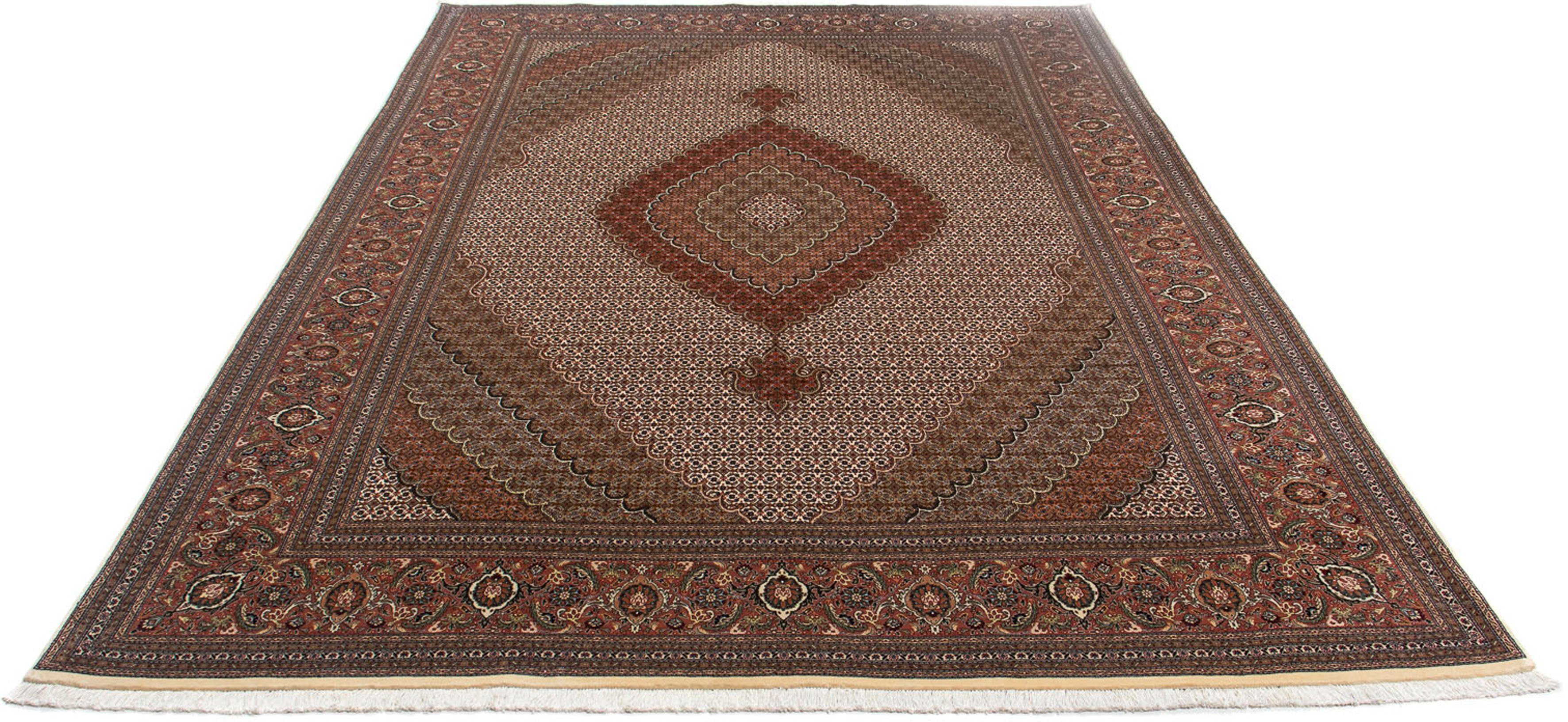 Orientteppich Perser - Täbriz - Royal - 349 x 250 cm - braun, morgenland, rechteckig, Höhe: 7 mm, Wohnzimmer, Handgeknüpft, Einzelstück mit Zertifikat | Kurzflor-Teppiche