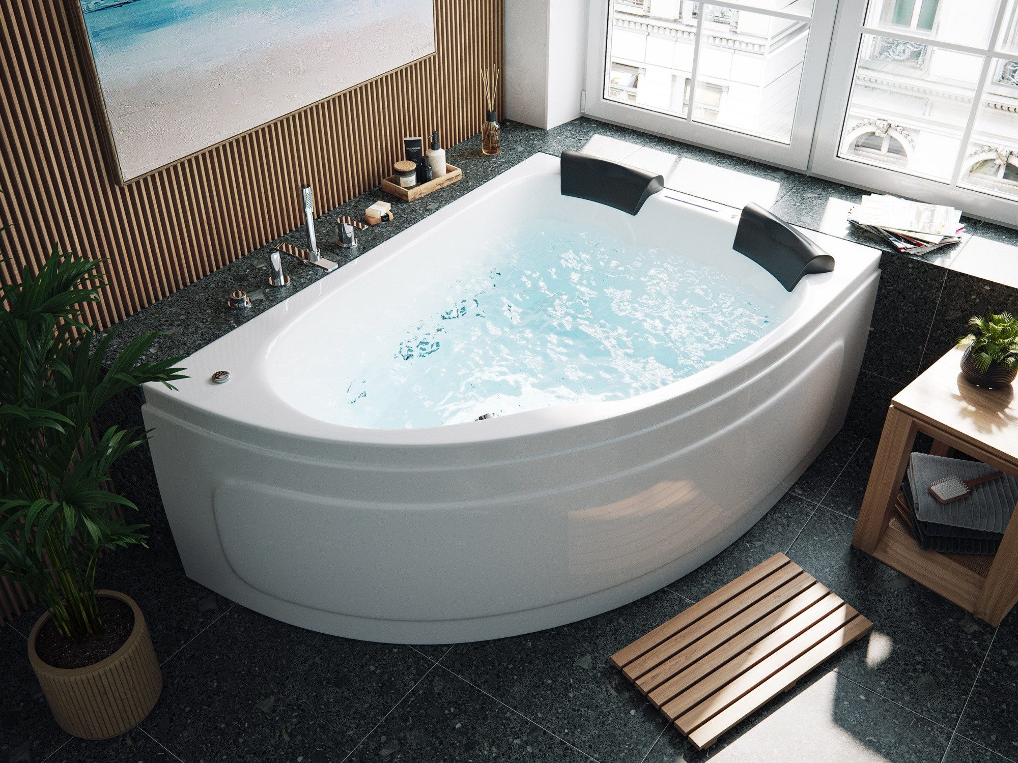 Magnolia Home Whirlpool Whirlpool Royal XL Ultra 180 rechts Made in Germany 89 Düsen & LED ohn