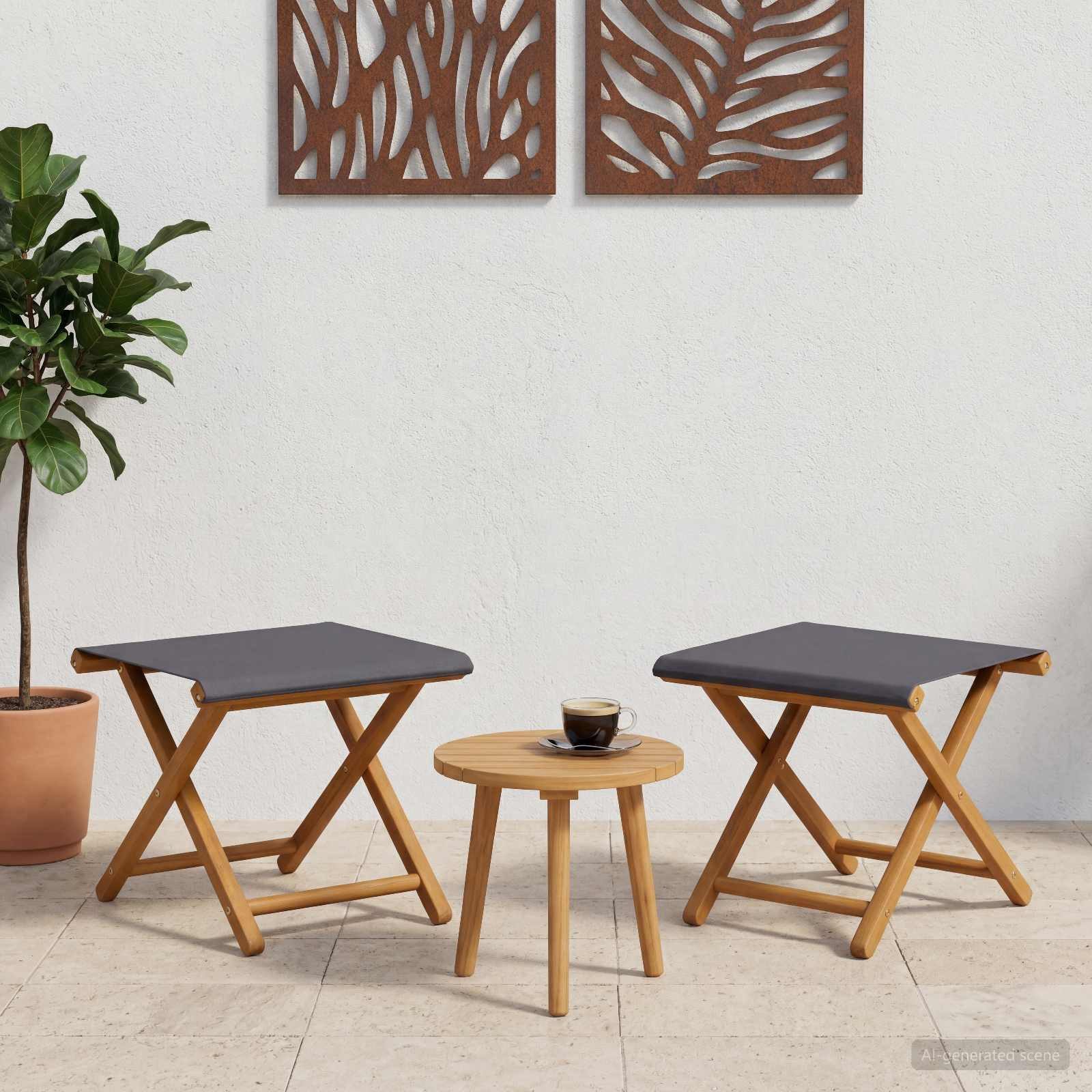 vidaXL Gartenliege Liegestuhl 2 pcs Massives Eukalyptus Holz Grau, 2 St.