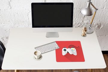 MuchoWow Gaming Mauspad Controller - Spiele - Rot (1-St), Mousepad mit Rutschfester Unterseite, Gaming, 40x40 cm, XXL, Großes