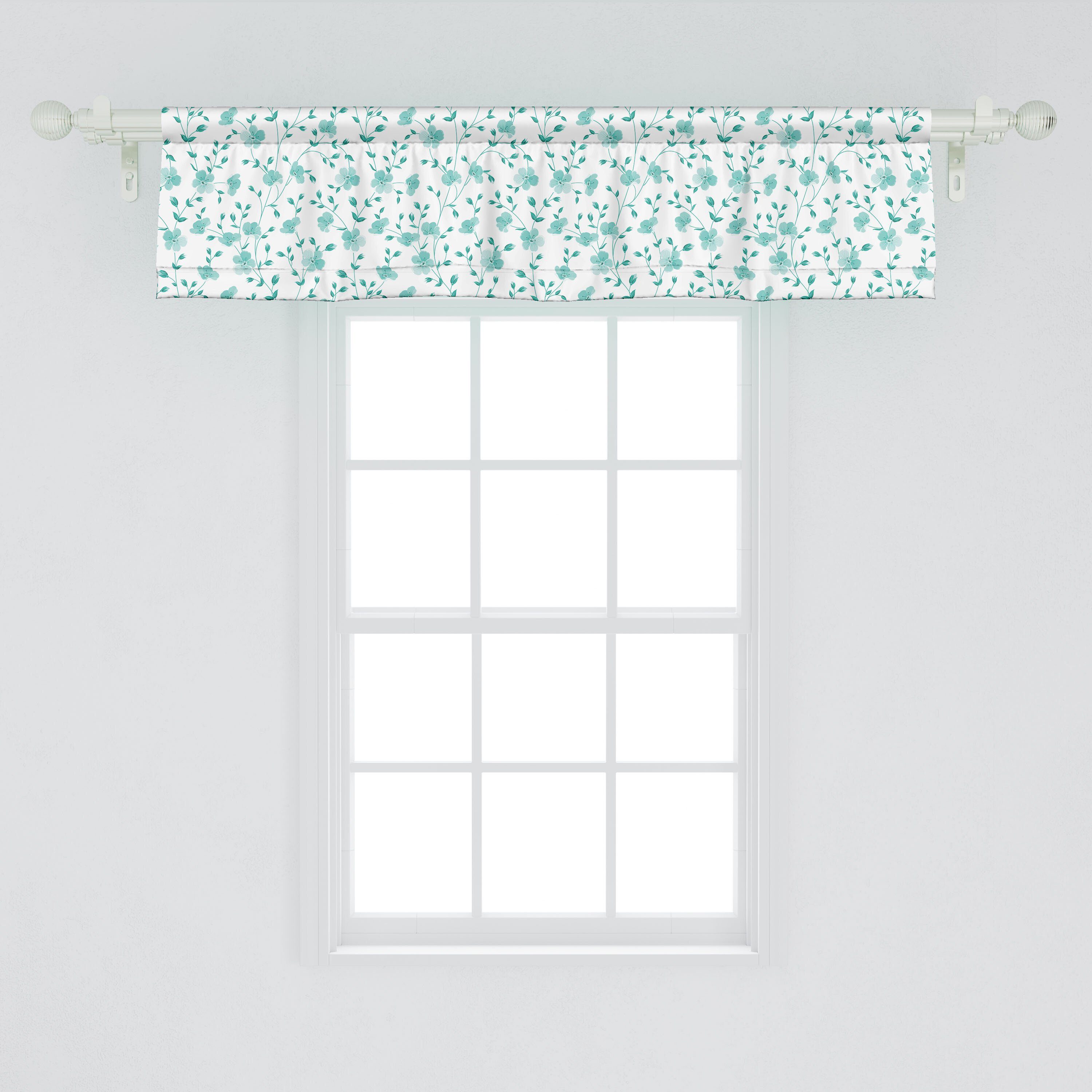 Frühling Volant Stem Stangentasche, Vorhang mit Abakuhaus, für Scheibengardine Schlafzimmer Küche Dekor Blumen Microfaser, mit Muster
