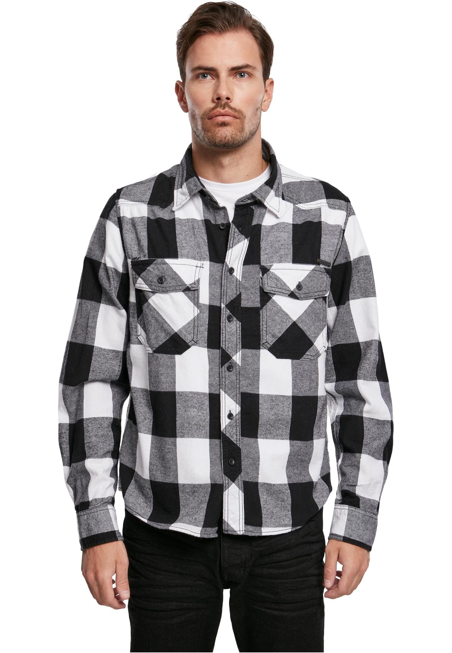 Brandit Langarmhemd Herren Checked white-black Shirt (1-tlg)