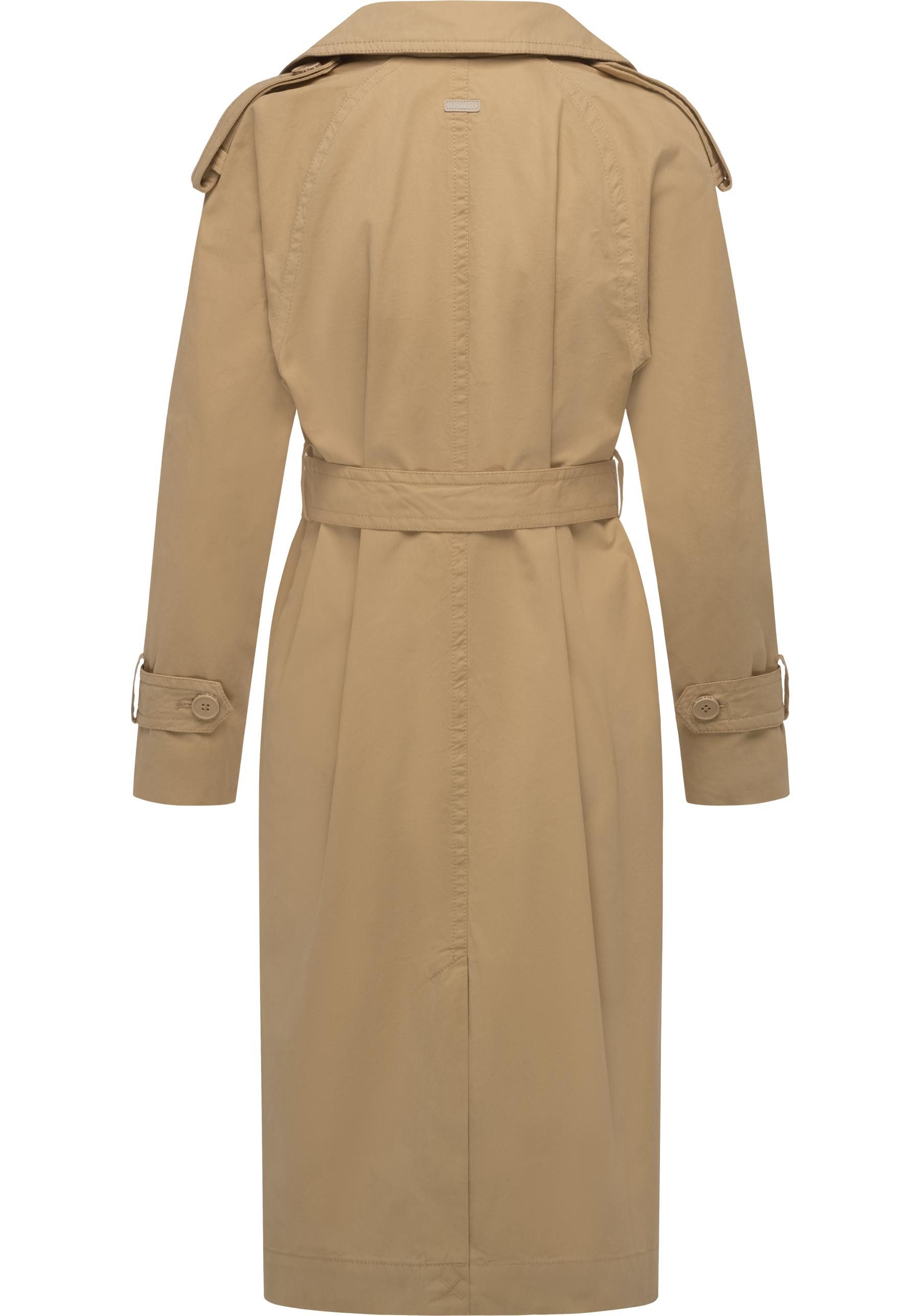 Ragwear Trenchcoat Longtrench Eleganter Mantel-Klassiker mit Taillenband