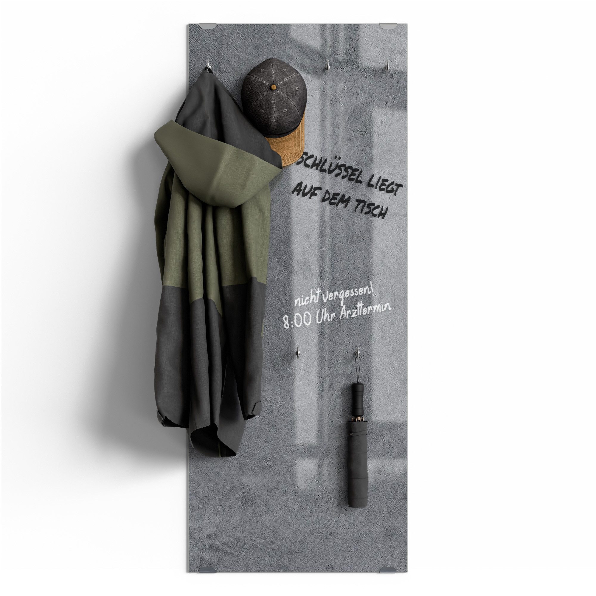 DEQORI Kleiderhaken 'Betonstruktur im Detail', Glas Garderobe hängend Flur Jackenhalter modern Wandgarderobe Haken