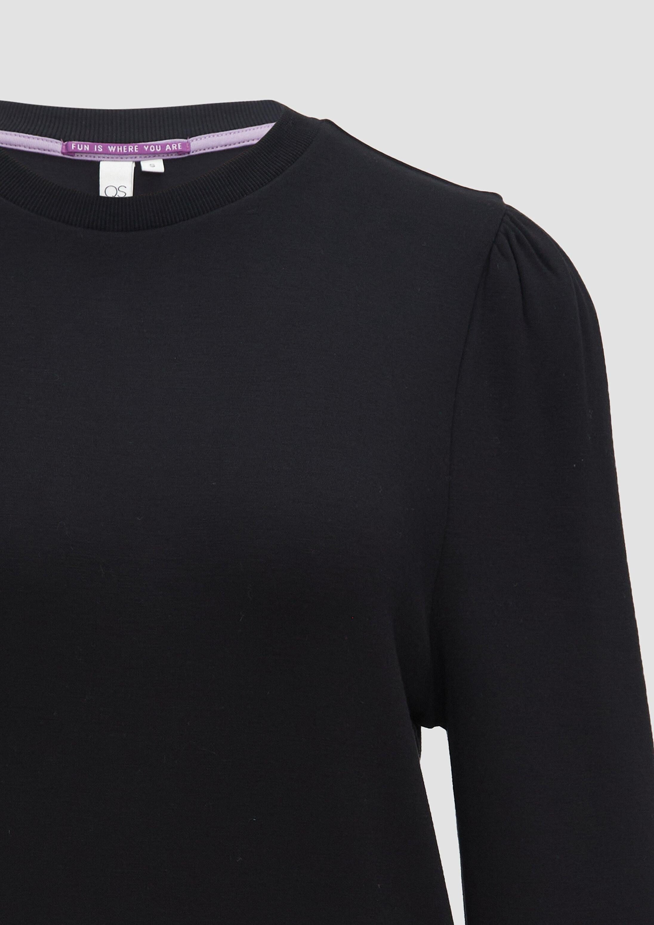 QS Sweatshirt Sweatshirt Viskosemix-Sweatshirt mit Puffärmeln