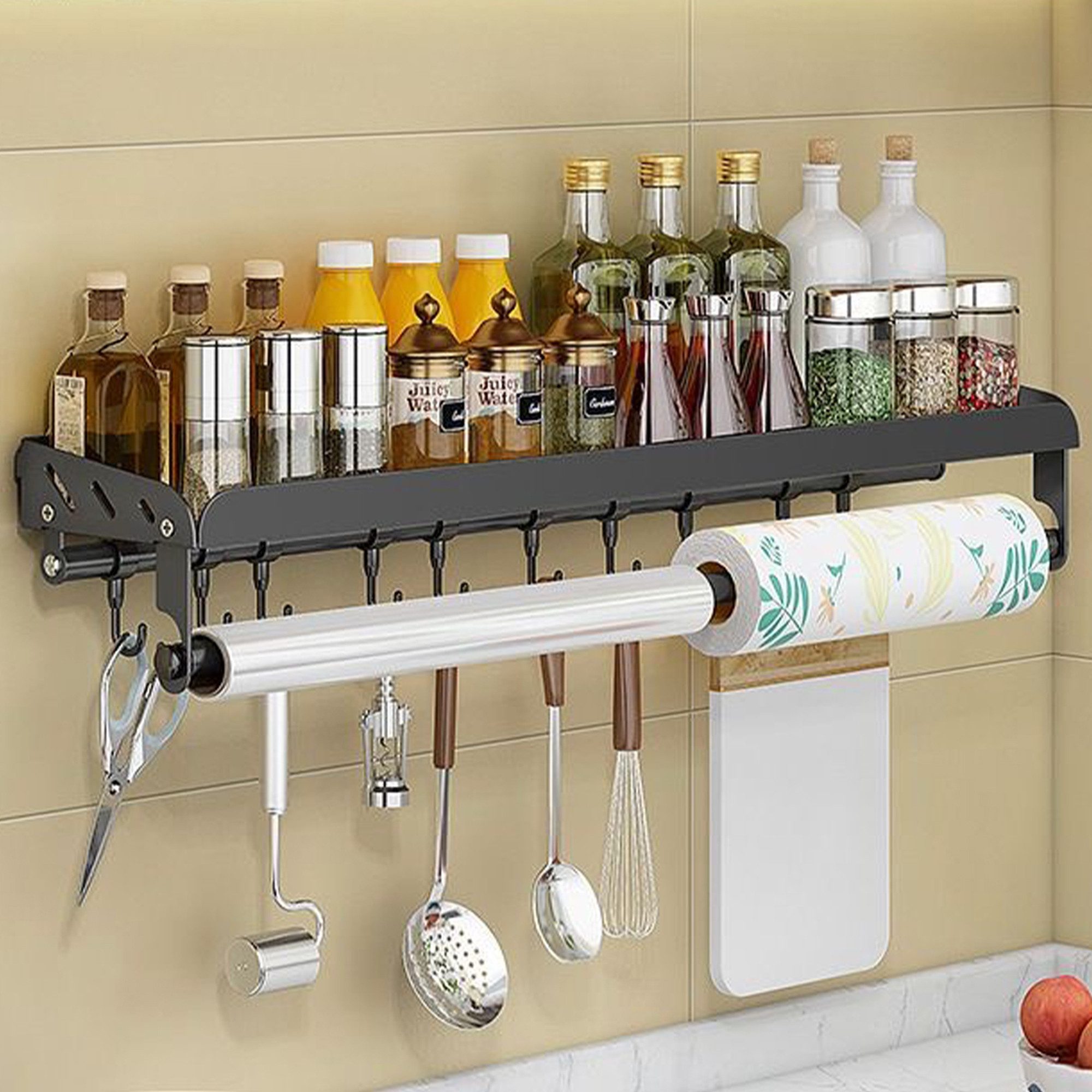 Masbekte Gewürzregal, 60cm Küchenregal mit 10 günstig online kaufen