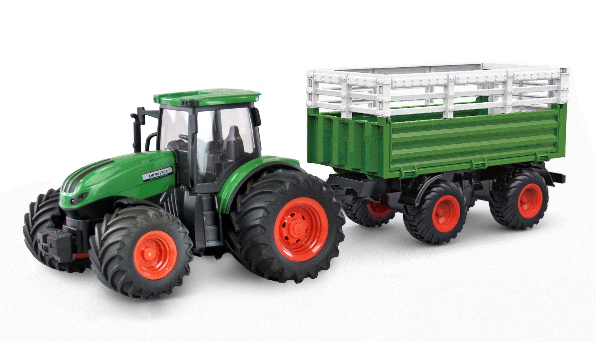 RC-Bagger Amewi RC Traktor mit Viehtransporter 1:24 RTR grün