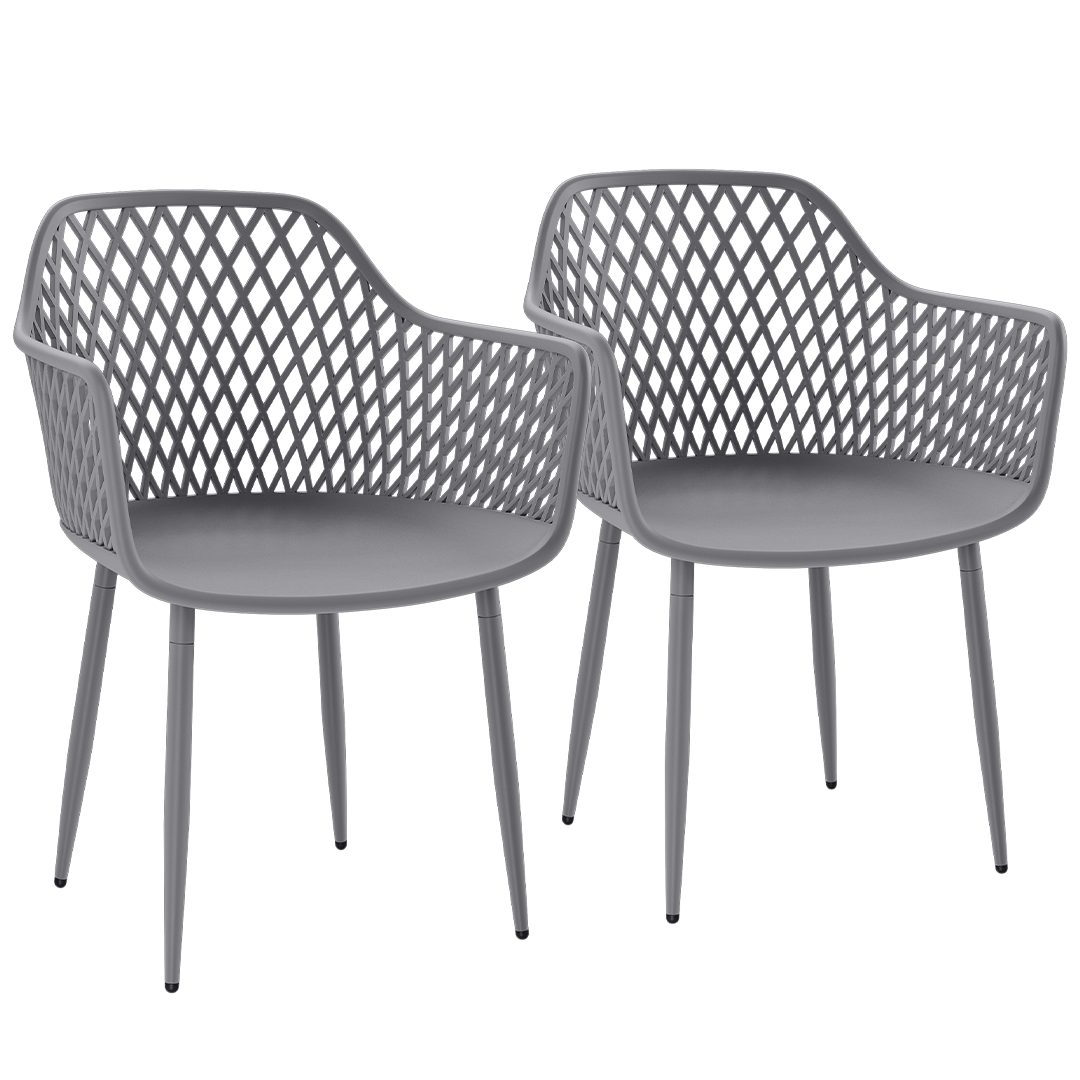 STEELSØN Gartenstuhl Quasira wetter- & UV-beständig (grau, 2er Set), outdoor Loungesessel mit Armlehnen, verfügbar als 2er/4er/6er Set