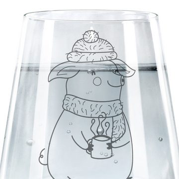 Mr. & Mrs. Panda Glas Schweinchen Glühwein - Transparent - Geschenk, Wintermotiv, Heiligabe, Premium Glas, Hochwertige Lasergravur