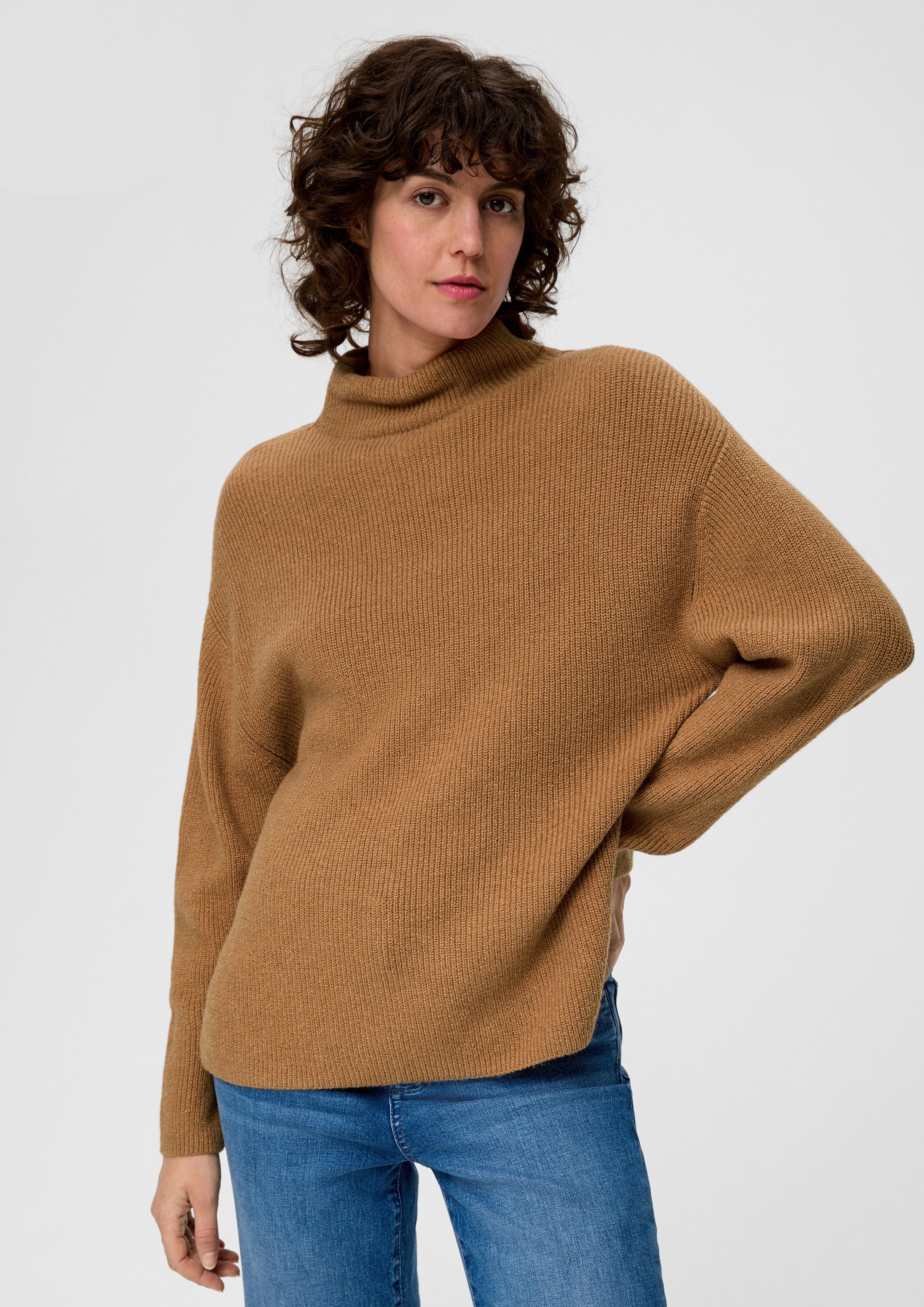 s.Oliver Longpullover Strickpullover Strickpullover mit Stehkragen