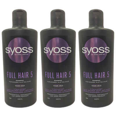 Syoss Haarshampoo 3 x Syoss Shampoo Full Hair 5 440ml Flasche