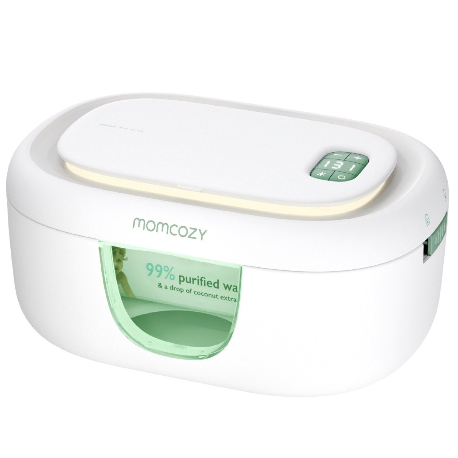 Momcozy Feuchttücherbox Babytücherwärmer mit Nachtlicht Universal, Baby Feuchttücherwärmer Tücher-Spender Wischtuchwärmer Tücherspender