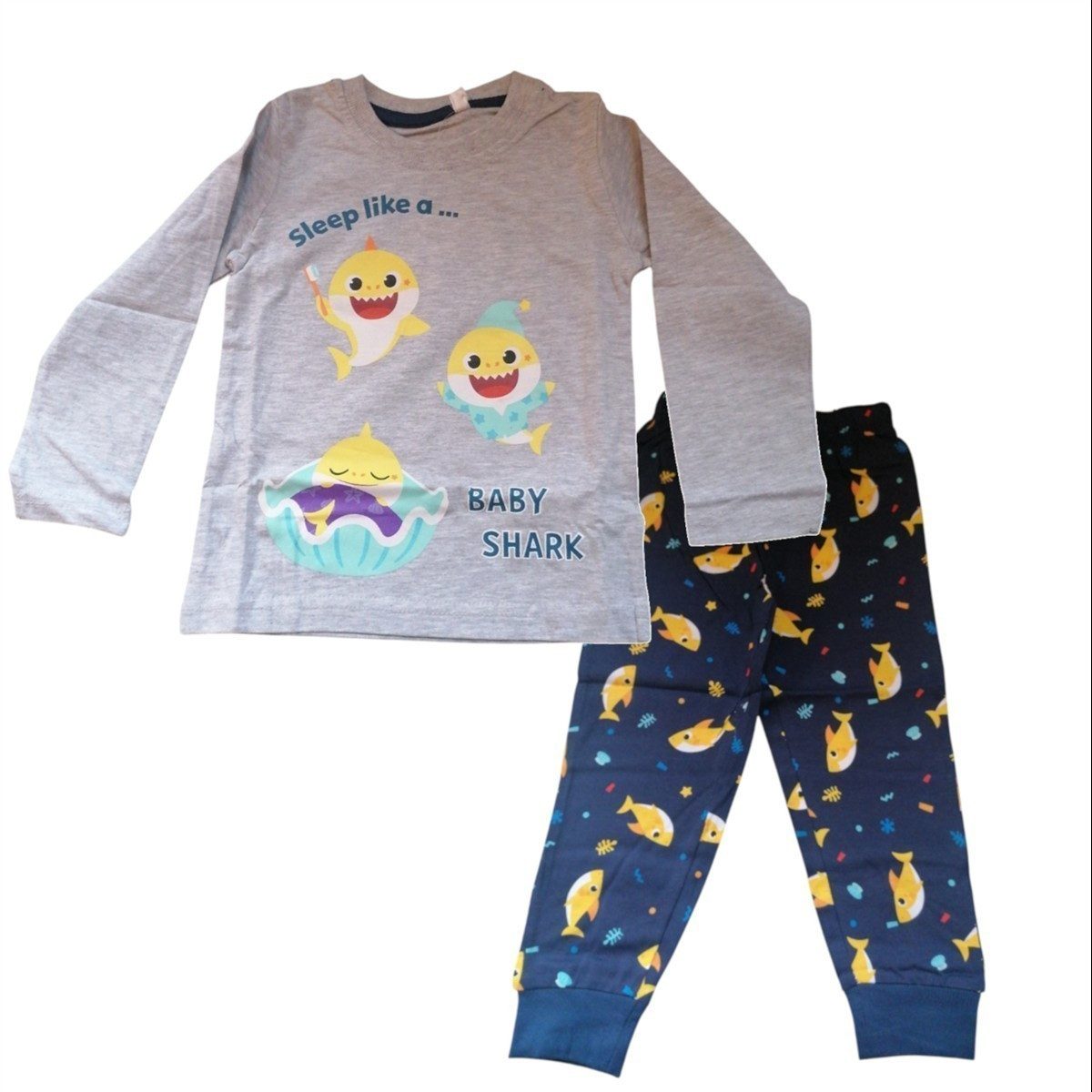 Baby Shark Pyjama Langer Baby Shark Pyjama, "Sleep like a Baby Shark", Shirt und Hose (Set, 2 tlg., Oberteil, Hose)