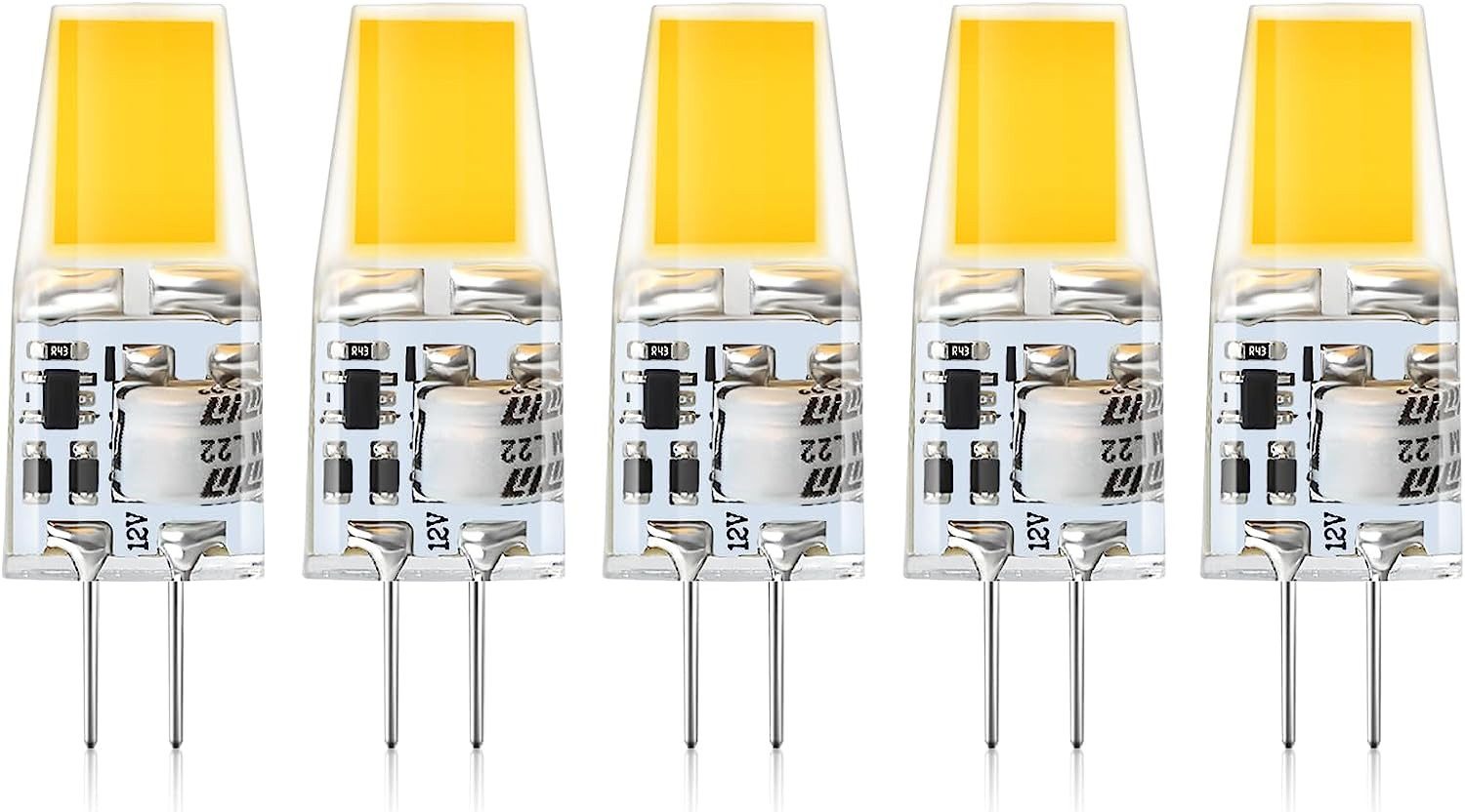 Novzep LED-Leuchtmittel 5er-Pack G4LED Lampen,2W G4 LED Birnen 12V,Warmweiß 3000K, 240 LM, G4, 5 St.