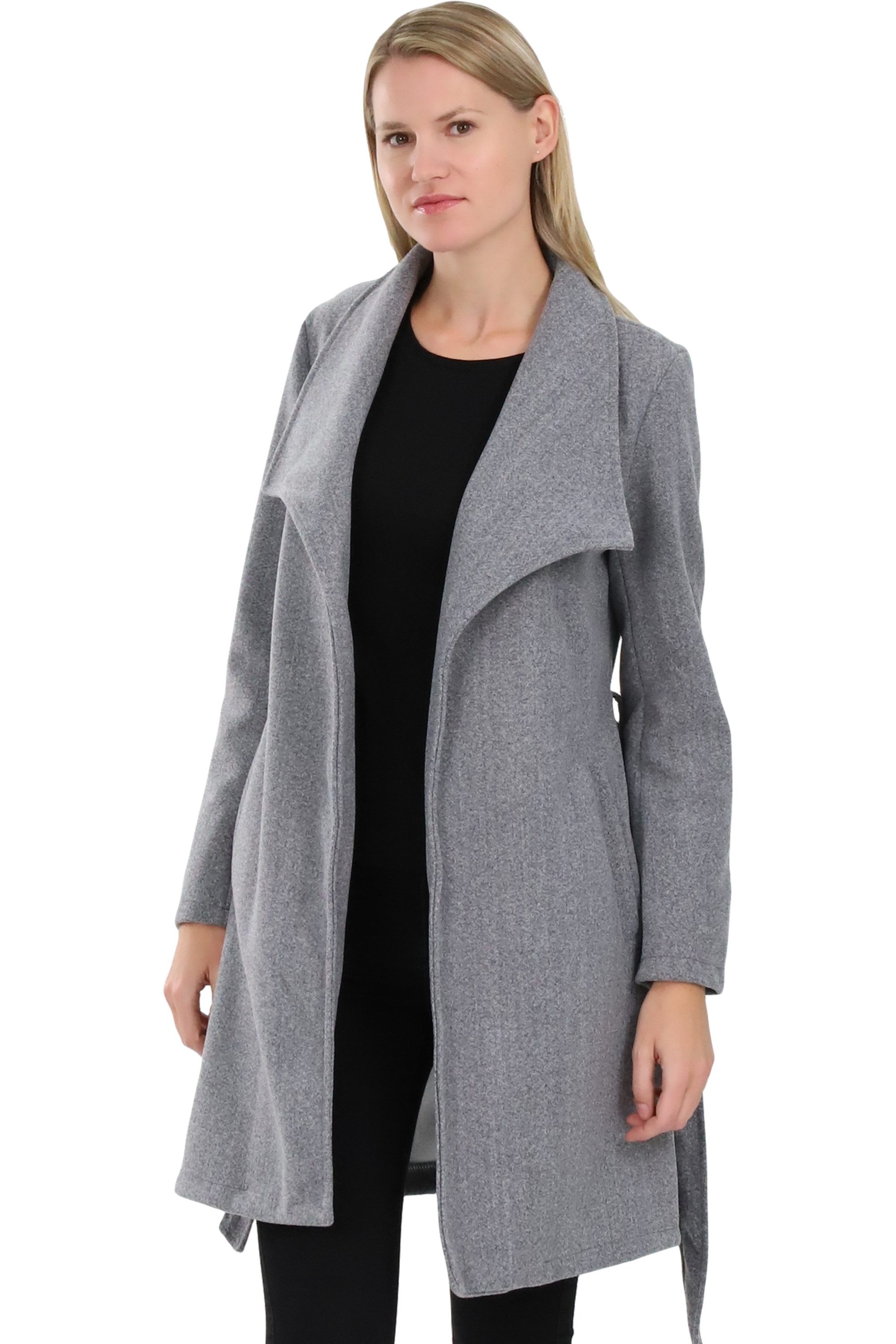 malito more than fashion Langmantel malito Damen Trenchcoat, schicker Wintermantel, klassische Jacke, langer Trenchcoat Longjacke Übergangszeit