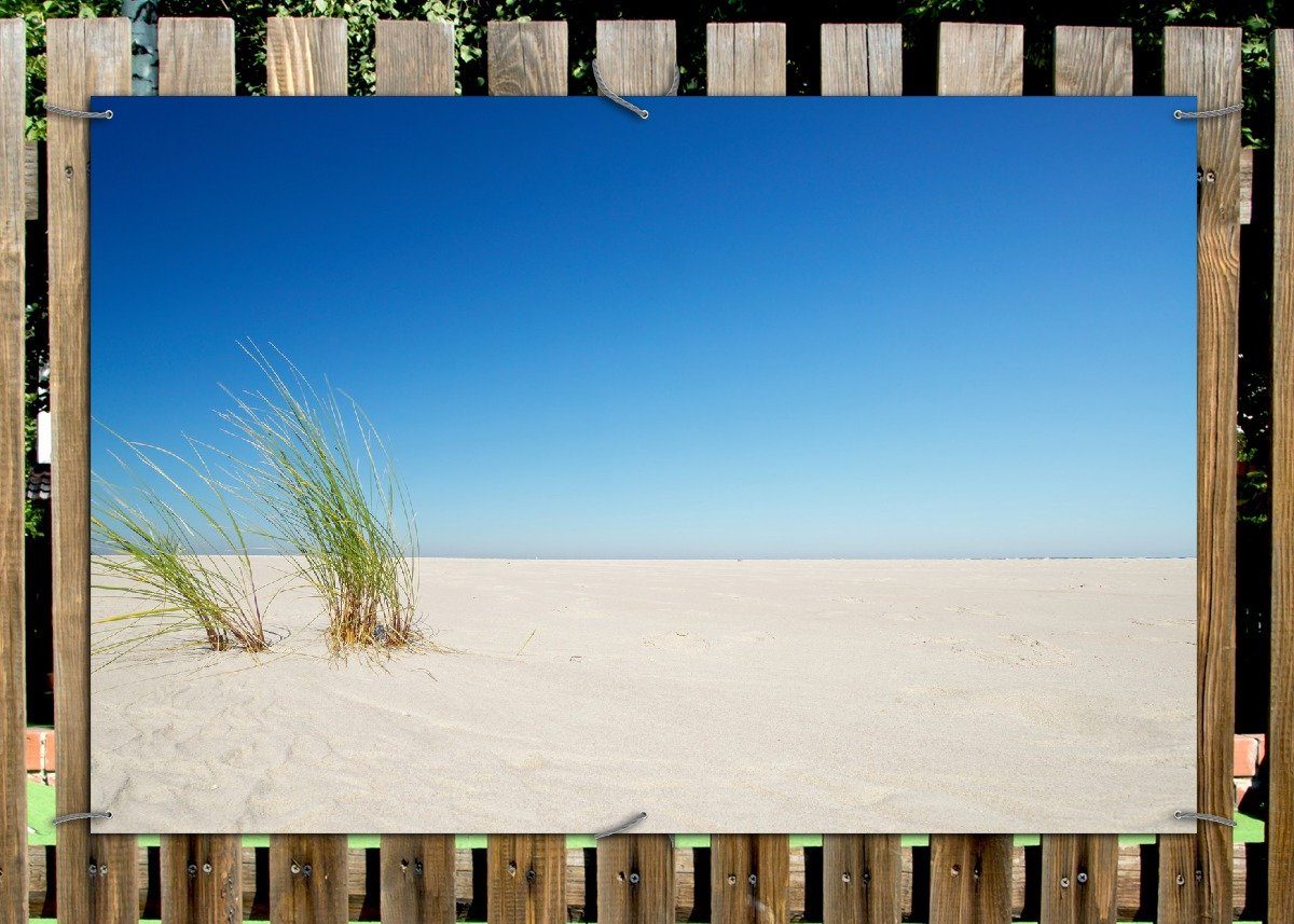 Thumbnail - Wallario Sichtschutzzaunmatten Sandstrand unter blauem Himmel