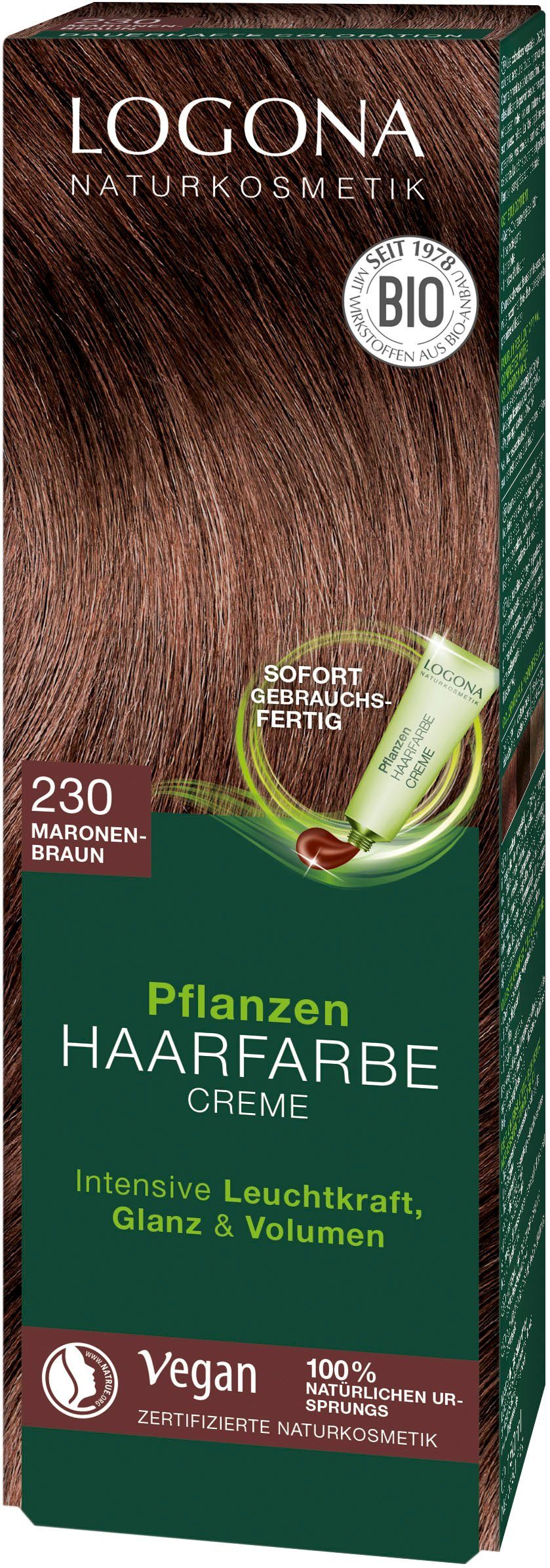 LOGONA Haarfarbe Logona maronenbraun Pflanzen-Haarfarbe Creme 230