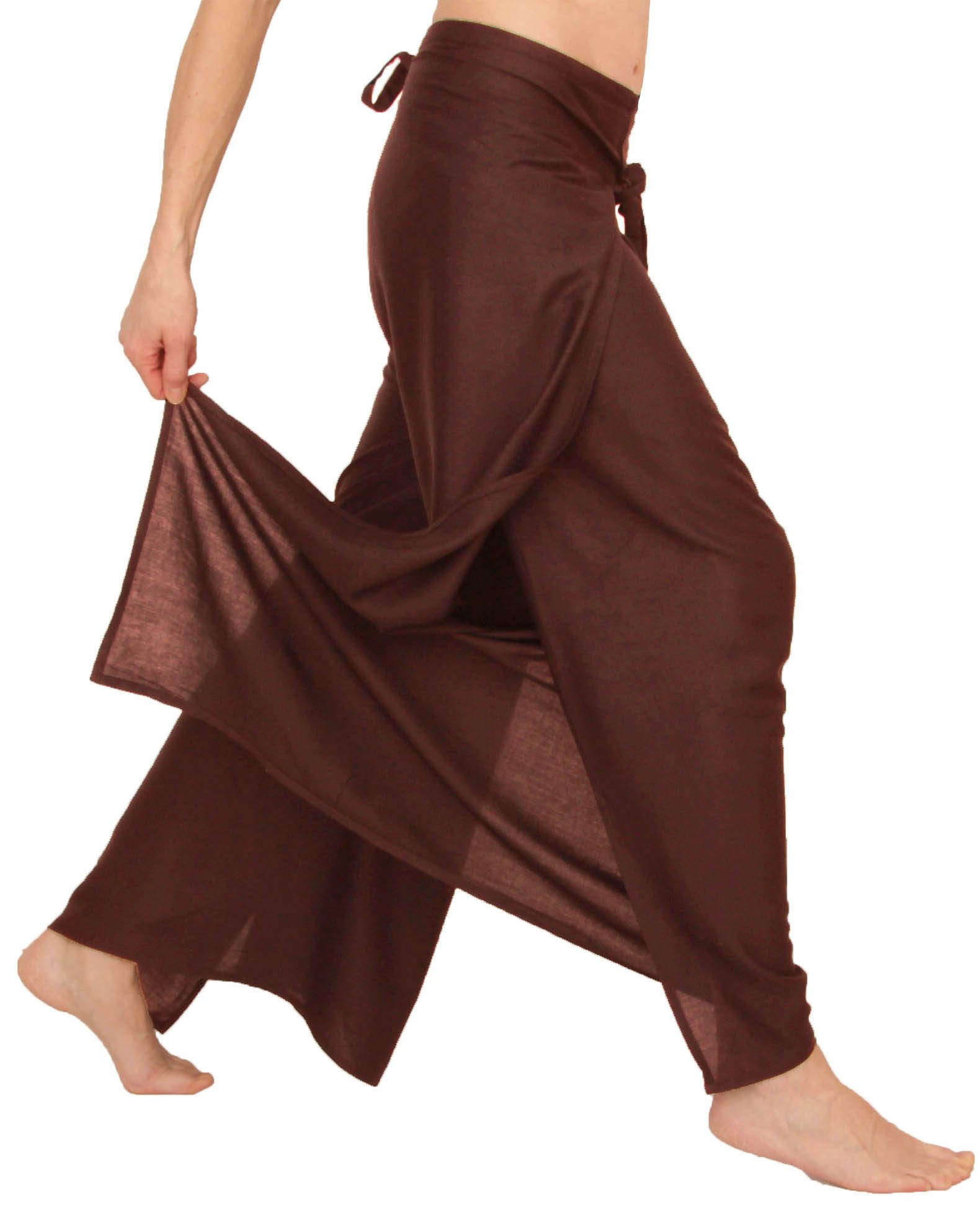 Leucht-Welten Pumphose Wickelhose aus bequem fallenden Material Braun für Damen wie Herren