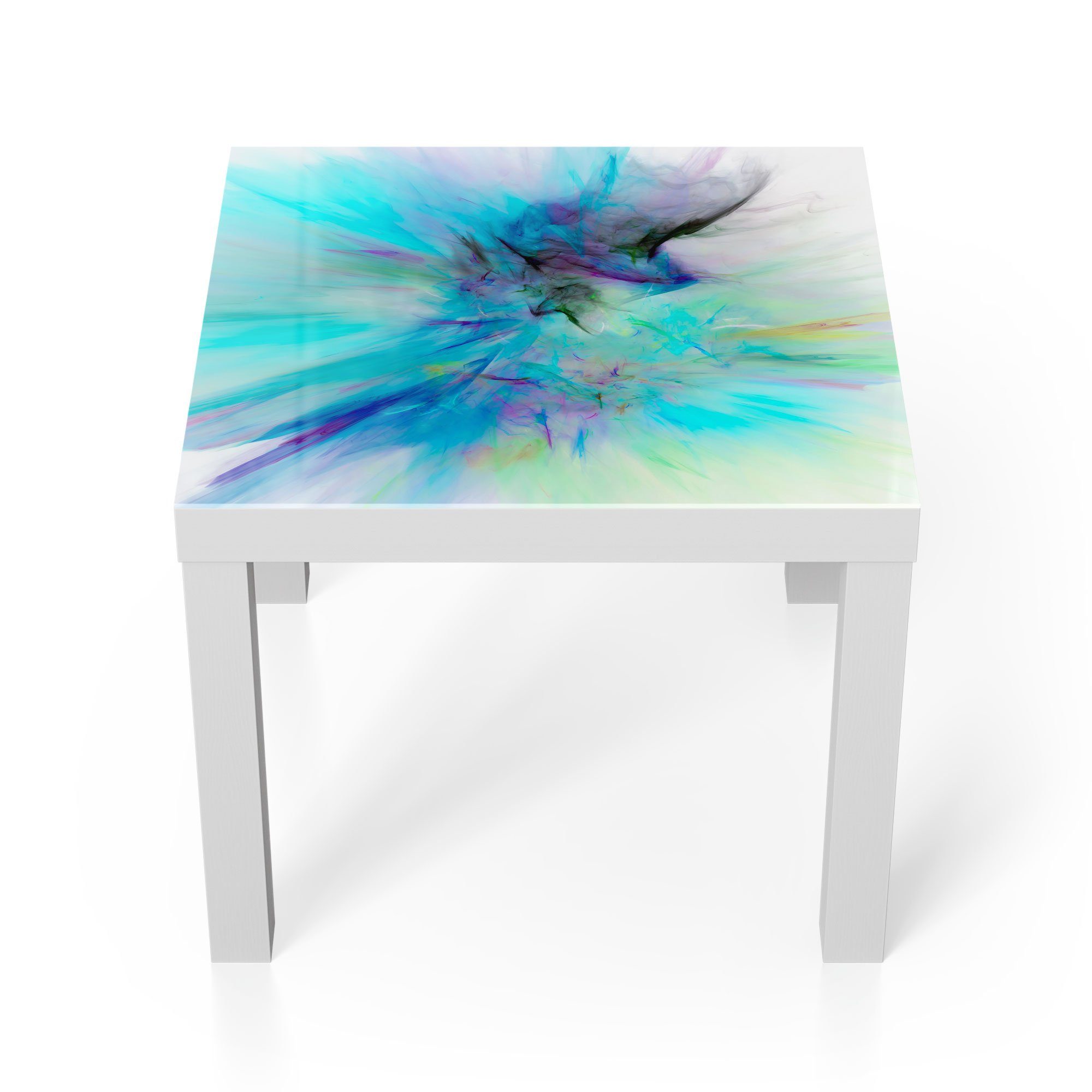 modern Glas Weiß DEQORI Beistelltisch 'Supernova Farben', Couchtisch der Glastisch