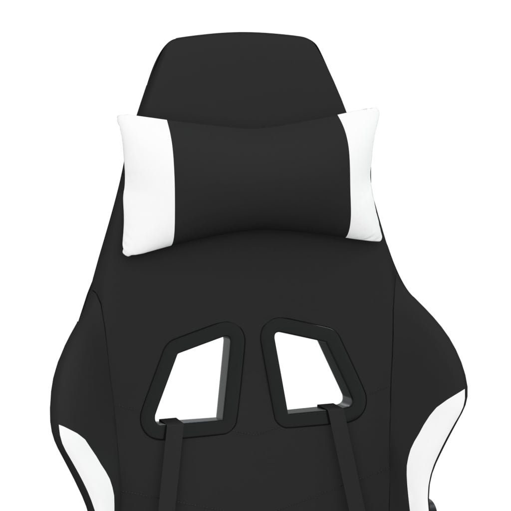 furnicato Gaming-Stuhl & Weiß St) Massage und Stoff Schwarz mit (1 Fußstütze