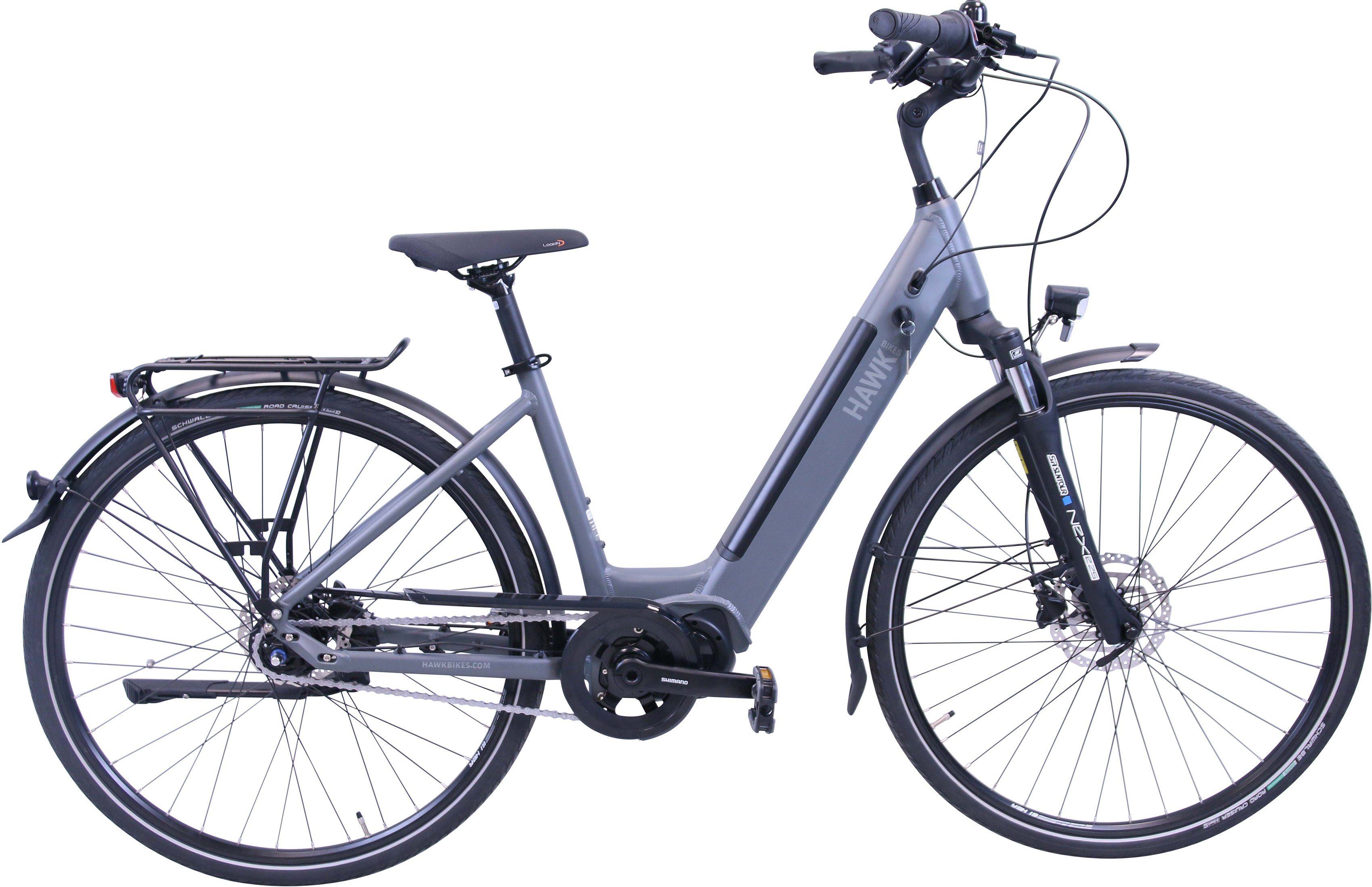 HAWK Bikes E-Bike HAWK eCity Wave Integrated Lady STEPS, 7 Gang Shimano Nexus 7-Gang Schaltwerk, Nabenschaltung, Mittelmotor, 504 Wh Akku, Pedelec