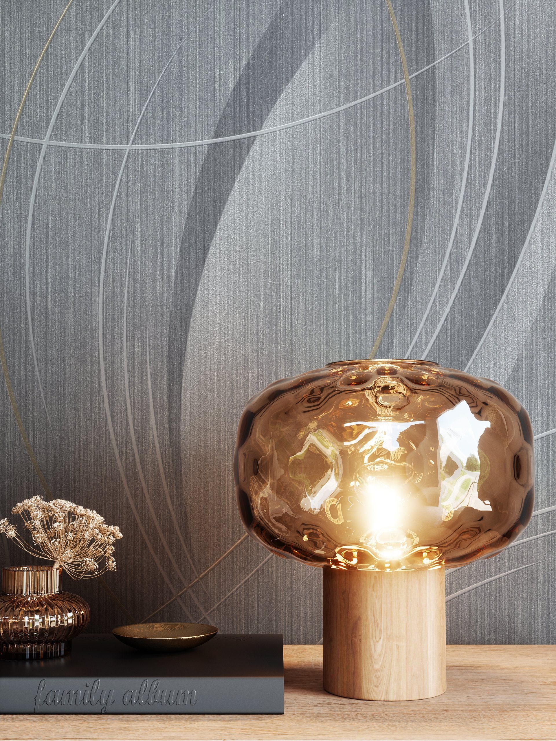 Newroom Vliestapete, Grau Tapete Glamour Leicht günstig online kaufen