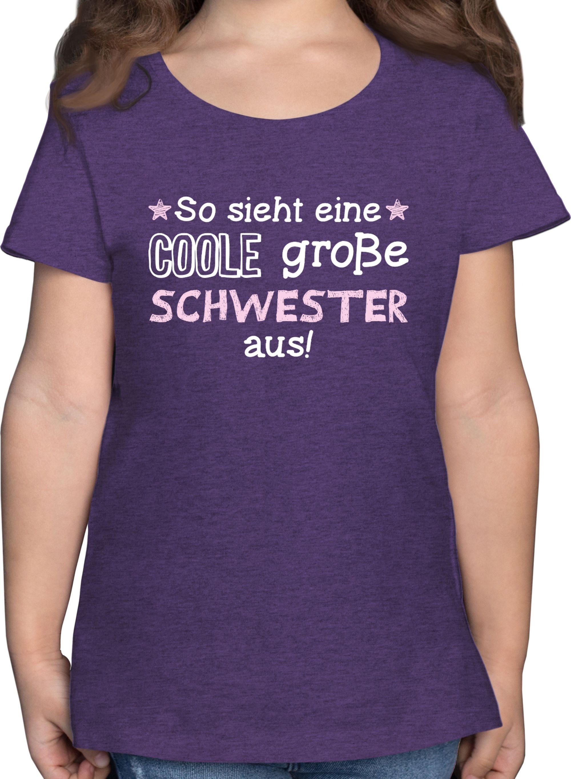 Shirtracer T-Shirt So sieht eine coole große Schwester aus weiß/rosa Geschwister Schwester Geschenk 2 Lila Meliert