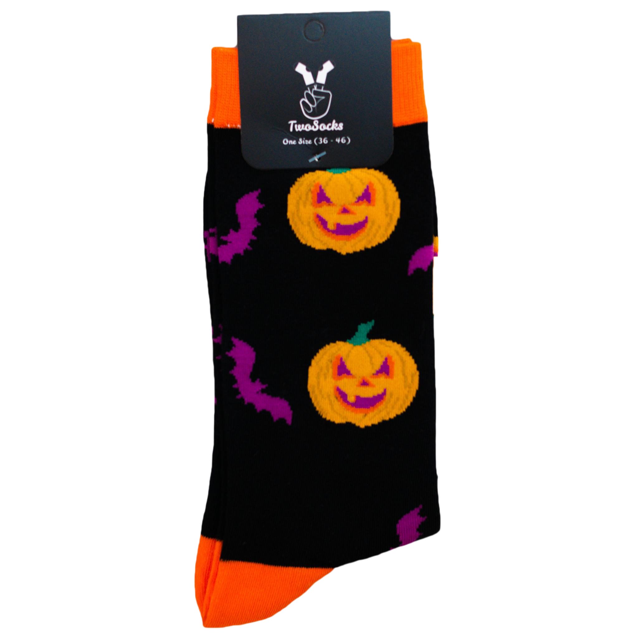 Damen, Socken Freizeitsocken lustige Halloween Einheitsgröße TwoSocks Kürbis Herren Socken &