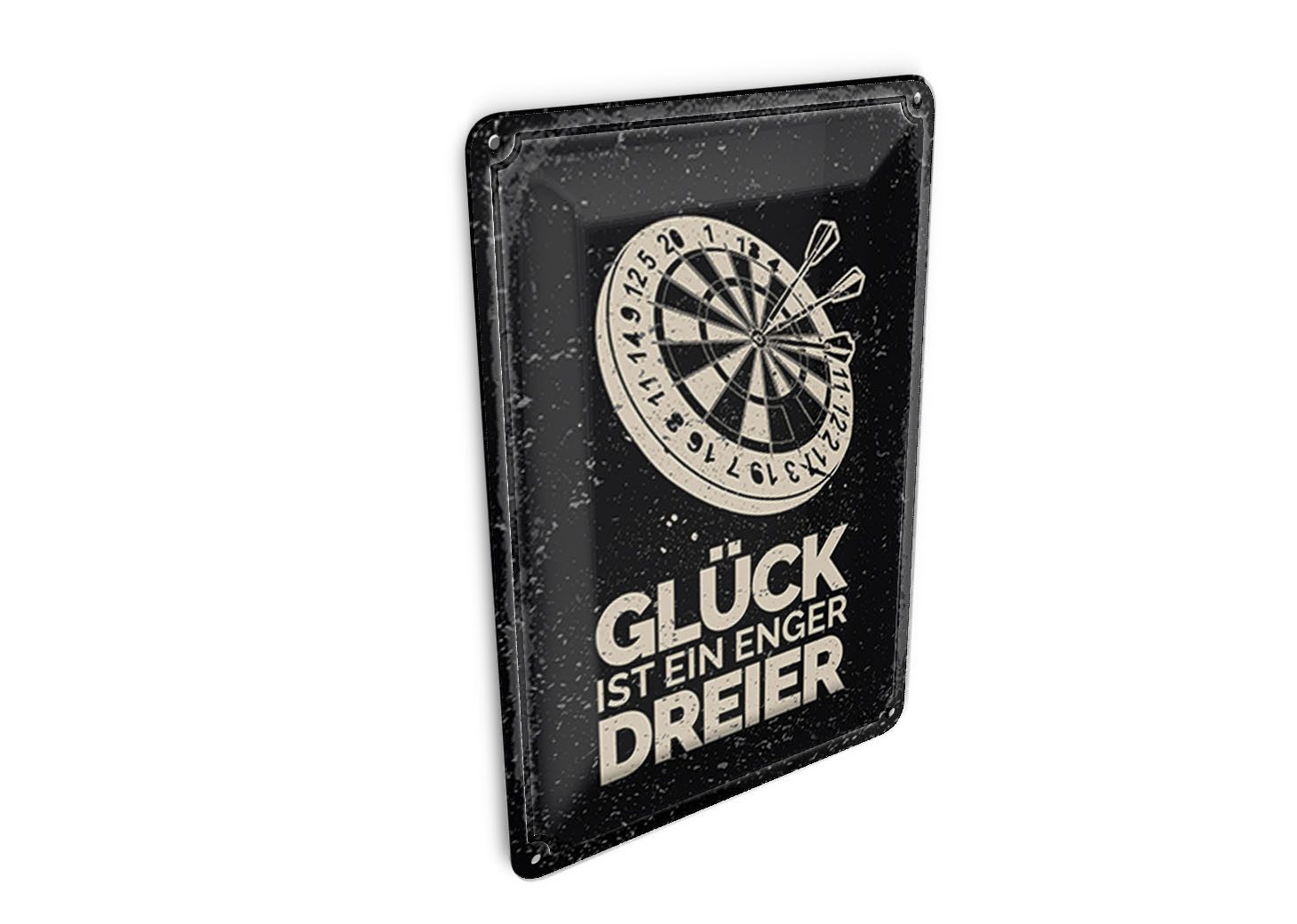 Femer GmbH Postkarte Spruch Dart Glück ist ein enger Dreier 10x14 cm, unfrankiert