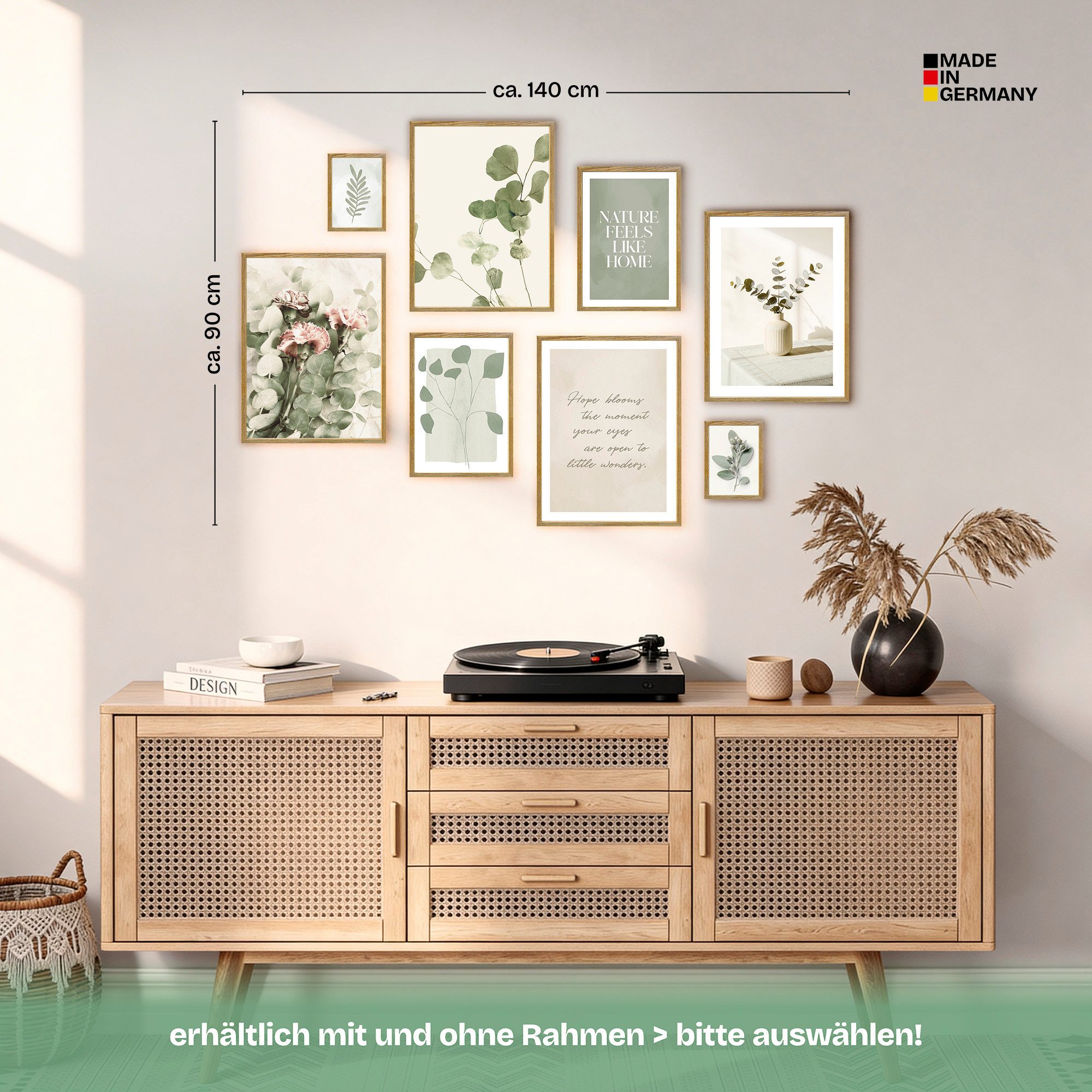 ARTFAVES Bilder-Collage Poster Set Eucalyptus I mehrteilige Bilderwand I Wandbilder Eukalyptus, (Wandbilder modern, 8 St) – Bild 4 von 5