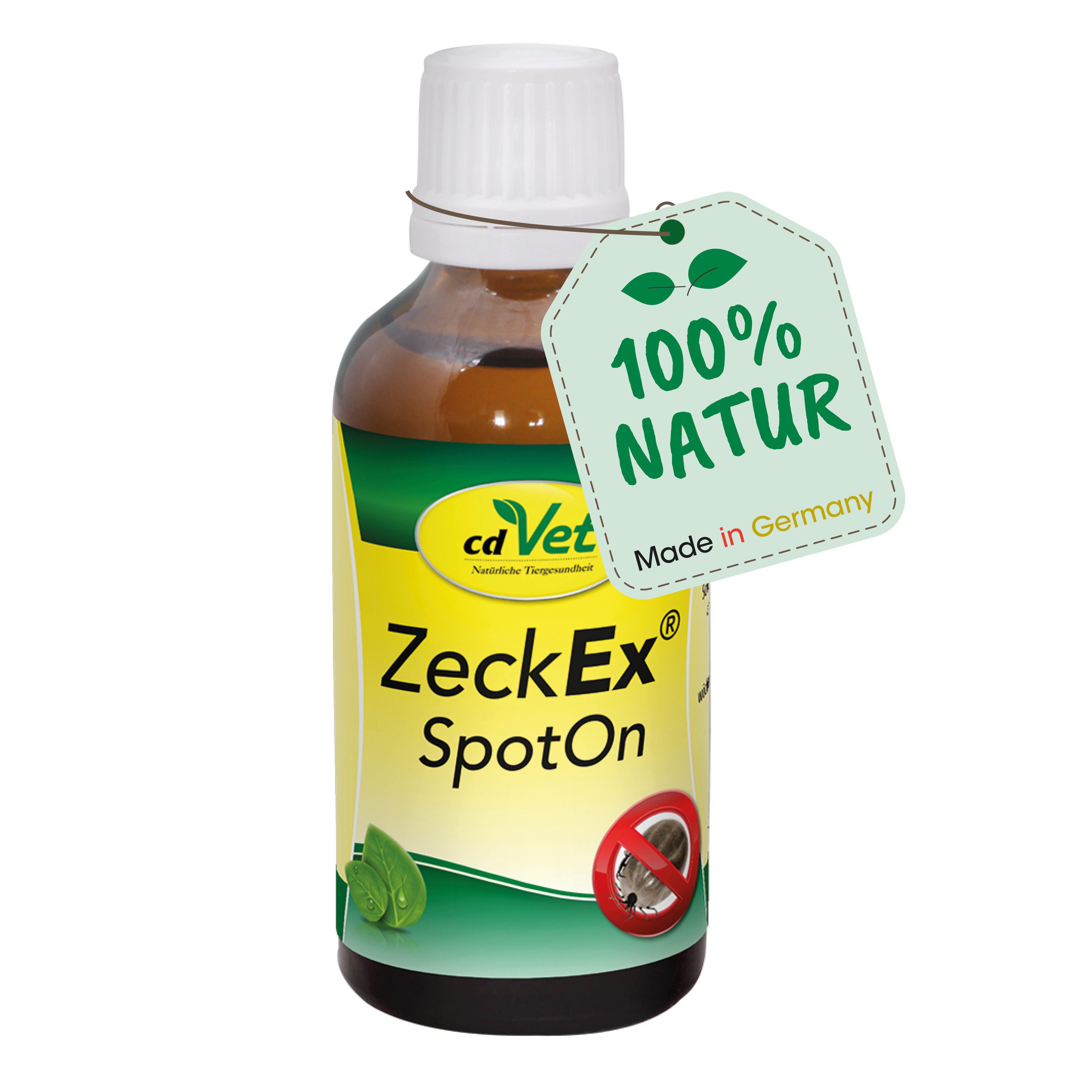 cdVet Zeckenschutzmittel ZeckEx SpotOn, 50 ml, 100% Natur, ergiebig (10ml ausreichend für eine Saison)