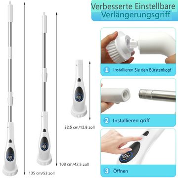 Bedee Reinigungsbürsten-Set Elektrische Reinigungsbürste mit 9 Bürstenköpfe, Für Bad, Fliesenboden, Fliesenfugen, Waschtische, Waschbecken, Holzböden, (Duschreinigungsbürste, 1-tlg., Mit 9Austauschbaren Bohrbürstenköpfen &Verstellbaren Teleskopstangen), Für Bad, Fliesenboden, Fliesenfugen, Waschbecken, Holzböden