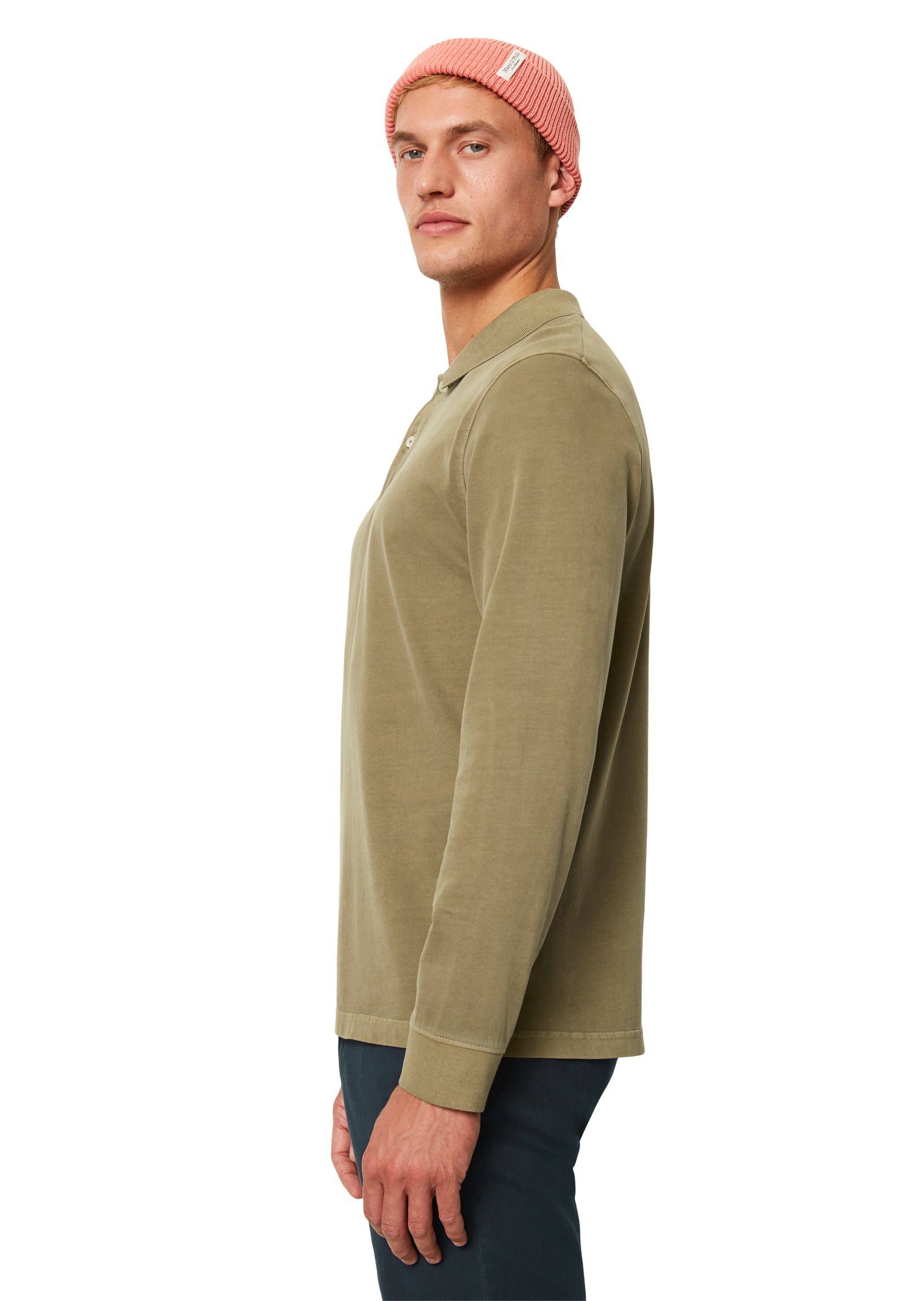 Langarm-Poloshirt reiner Bio-Baumwolle braun Marc aus O'Polo