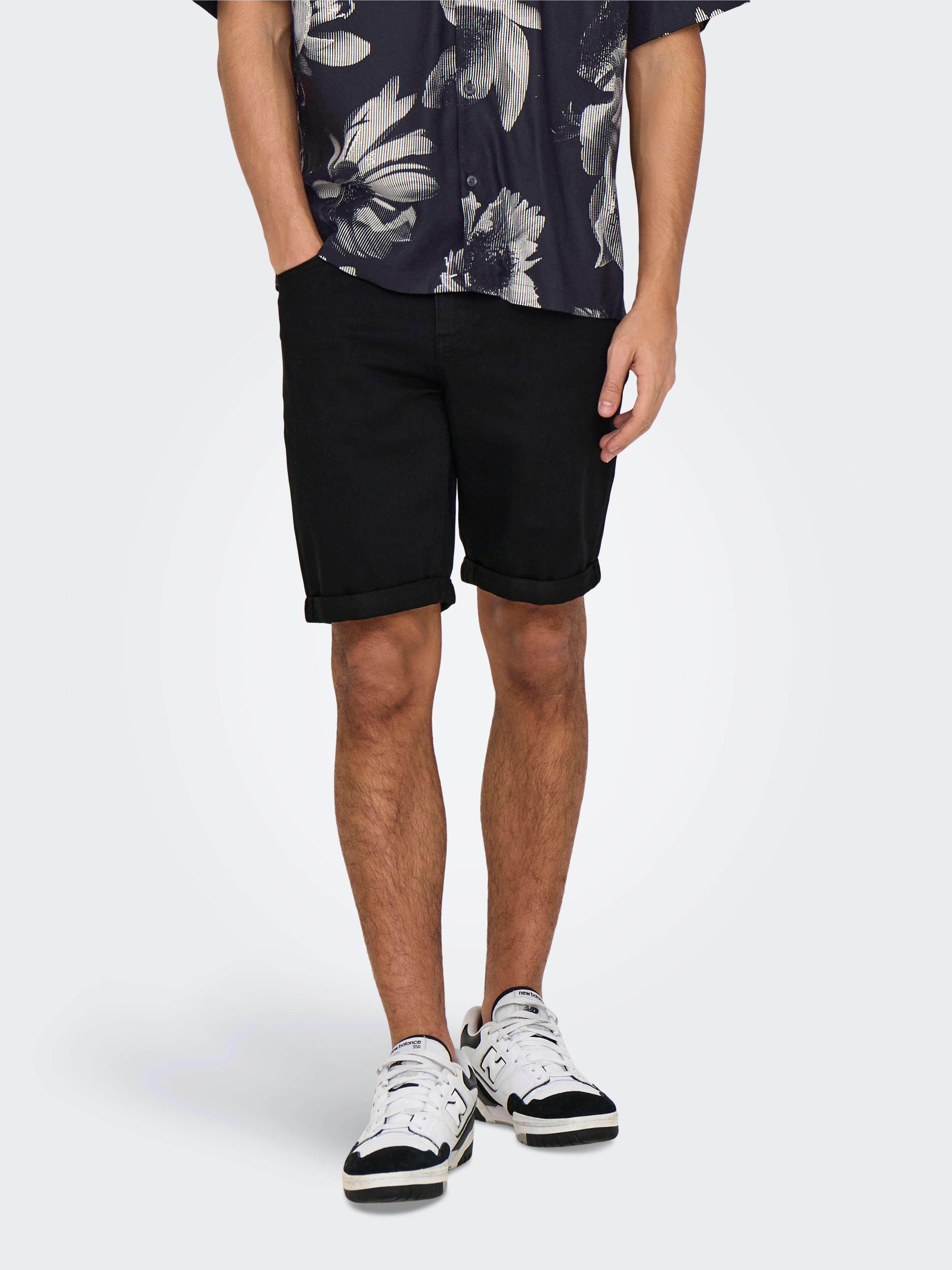 ONLY & SONS Jeansshorts ONSPLY JOG BLK 0280 PIM DNM SHORTS NOOS Baumwollmischung, regular fit