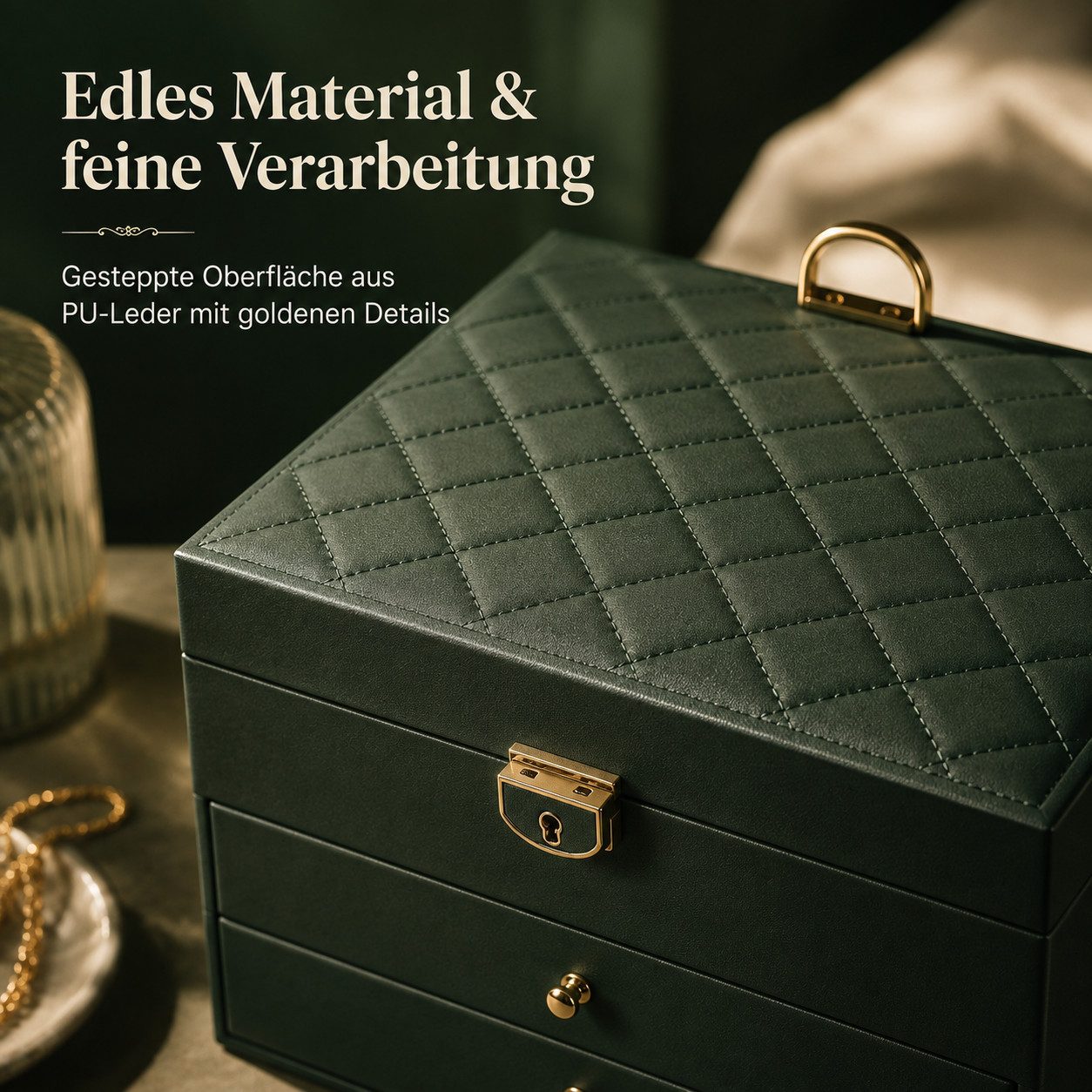 Luckice Schmuckkasten Schmuckschatulle Schmuckorganizer Schmuckaufbewahrung (Schmuckkästchen mit Fächern Reissschmuckbox Ausgestattet mit einem Privatsphäre-Schloss und Schlüssel Ein neuer beweglicher Raum wurde hinzugefügt, um größere Souvenirs zu lagern Ohrringe, Armbänder, Halsketten, Uhren, Schmuckaufbewahrungsboxen, Geschenkboxen für Mädchen,Muttertag,Weihnachten,Jubiläen Geschenke)