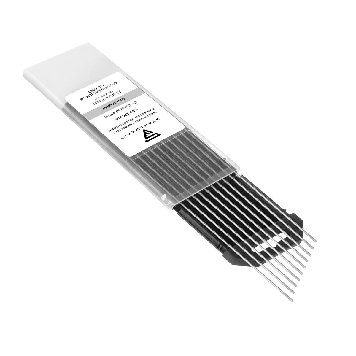 STAHLWERK Stabelektroden 10 x WIG Wolfram Schweißelektroden Grau 1,6 mm, (Packung), Universalelektrode für nahezu alle Anwendungen bis 150 A