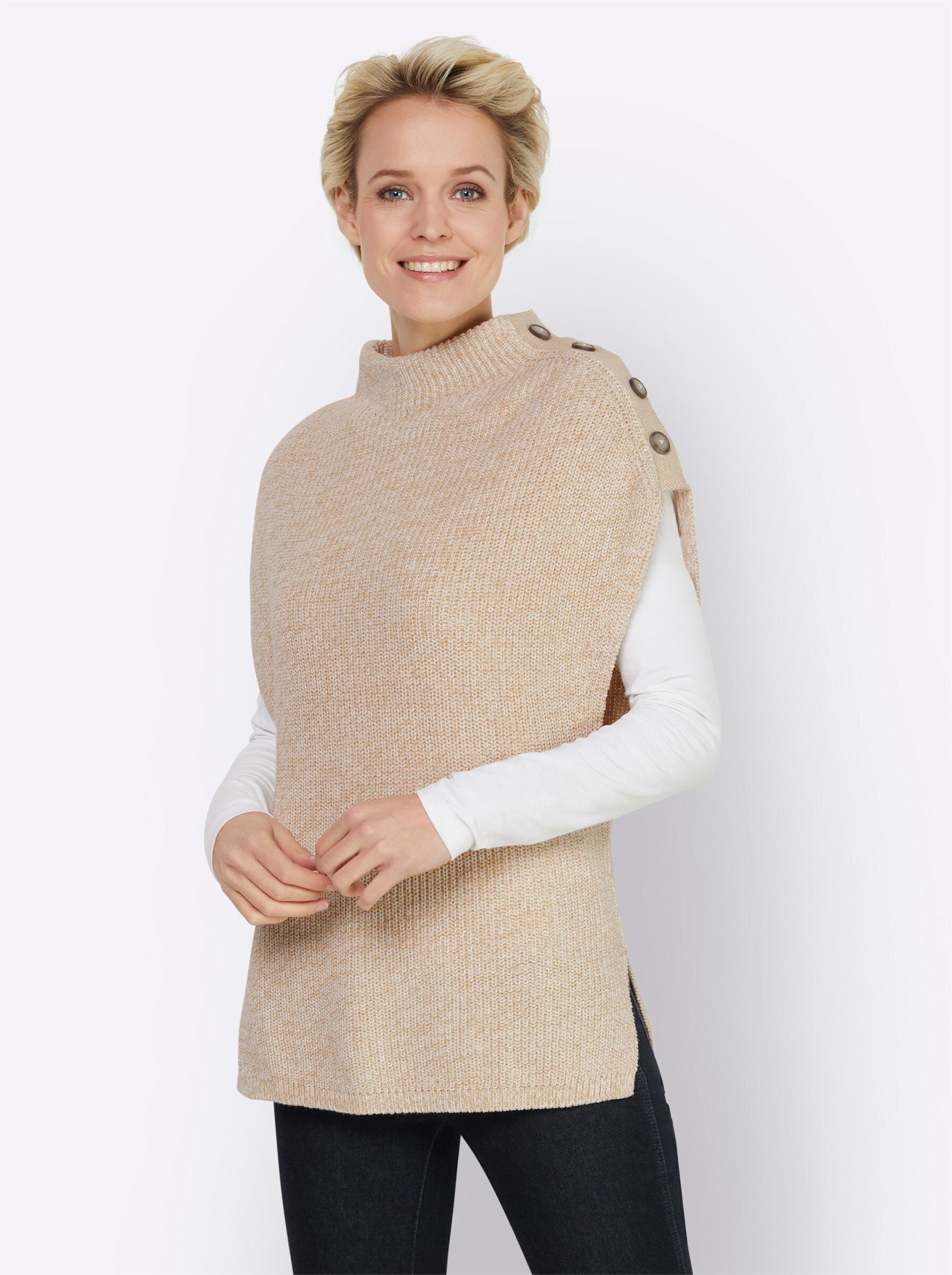 heine Pullunder sand-meliert | Stehkragenpullover