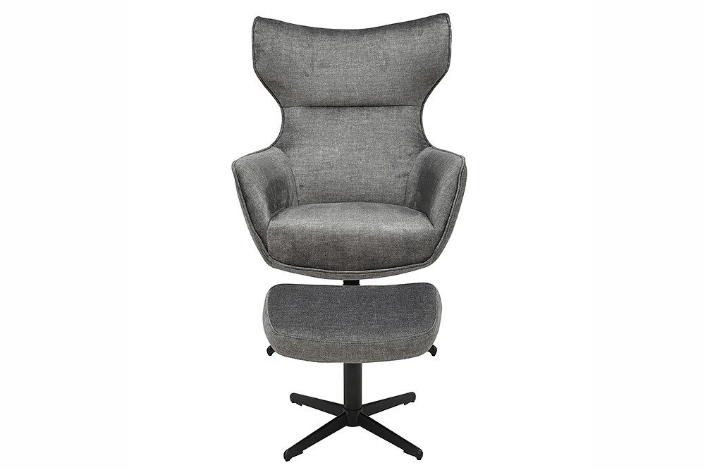 riess-ambiente Fußhocker VOGUE 45cm grau / schwarz - Samt, drehbar, Metallbeine, Modern (Einzelartikel, 1 St), Fußhocker im Industrial Design - ideal für Wohn-  – Bild 4 von 5
