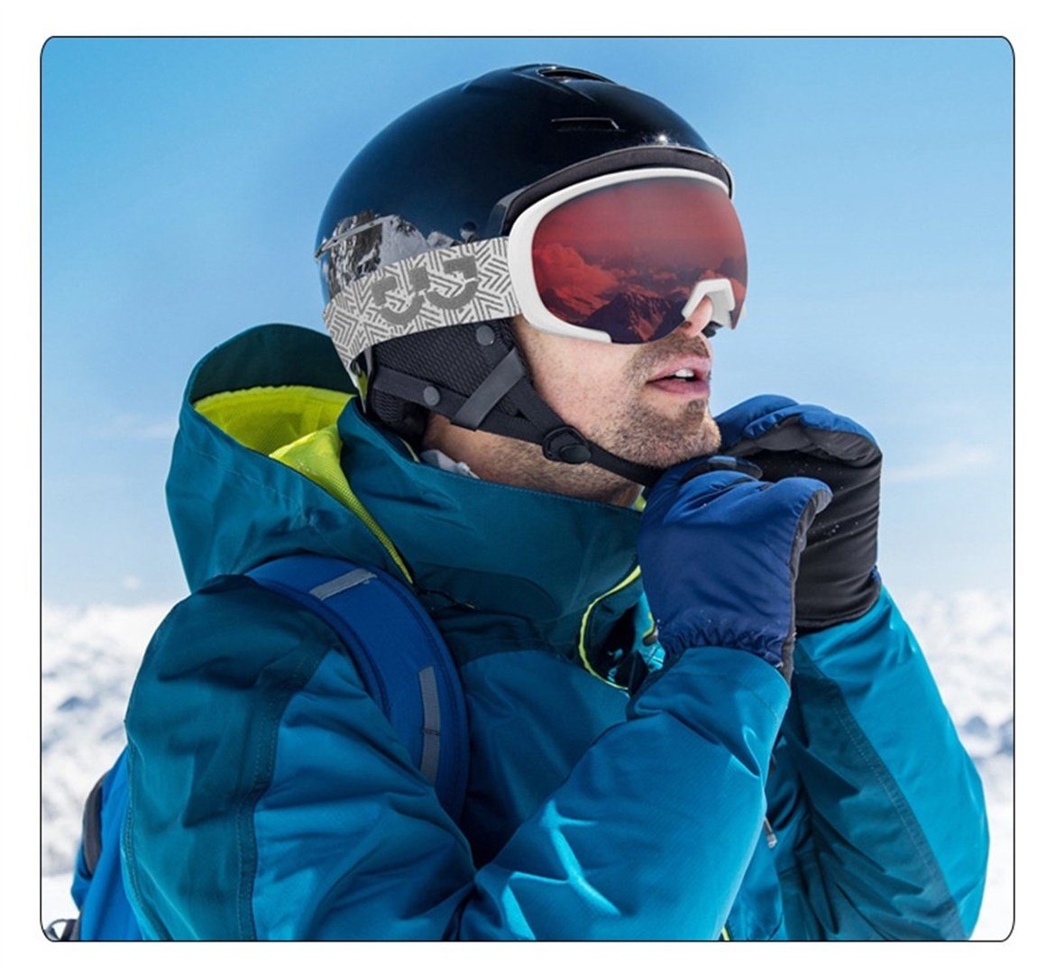 Sicht, Antibeschlag-Skibrille für L.Ru Herren Bergsteigen, mit UG Skibrillen Doppelschichtige (Fahrradbrille;Motorradbrille;Schwimmbrille;Skibrille), Schwarz und weiter Damen, Skibrille Schneeausrüstung