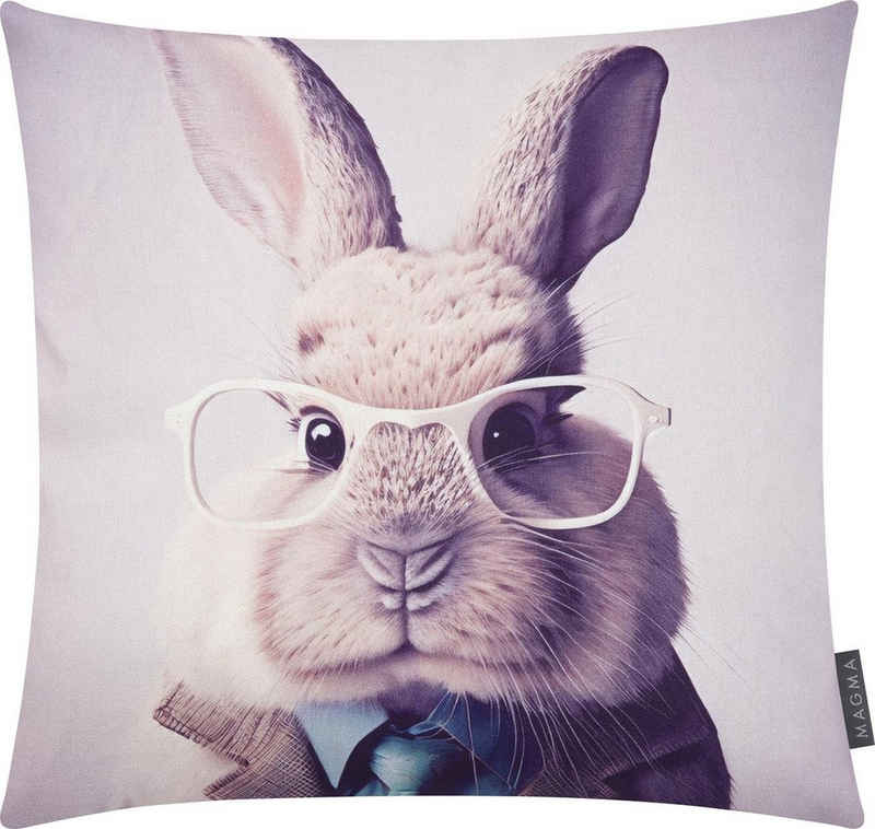 Kissenhülle Rabbit Meister Lampe mit Brille 45x45cm Hasen, Magma Heimtex (1 Stück), Digitaldruck Hasenmotiv Hasenliebhaber Ostern