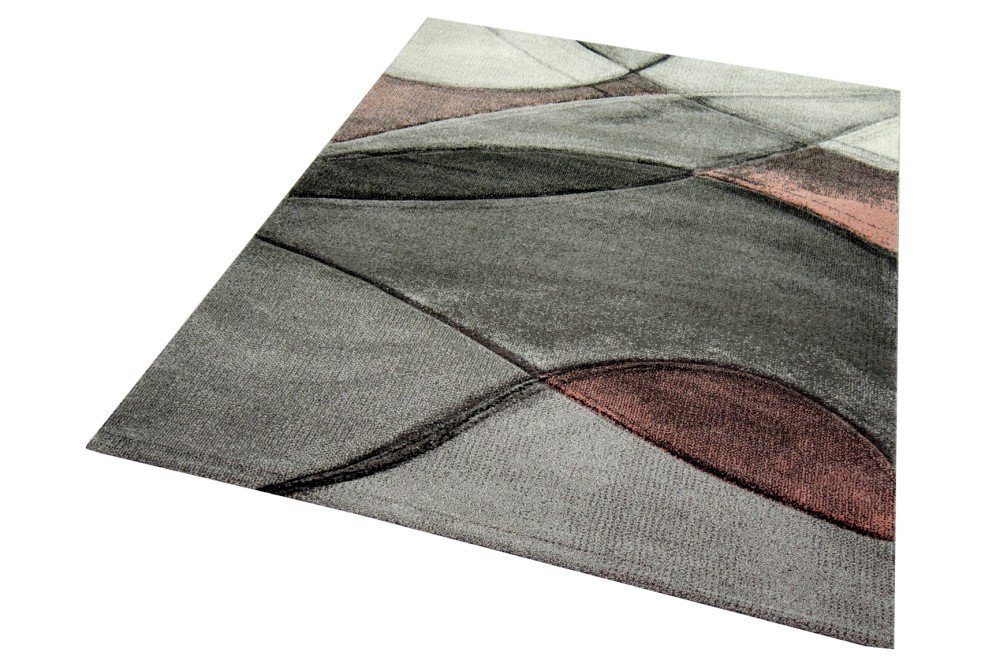 Carpetia Teppich Teppich modern Teppich Wohnzimmer Wellen rosa grau pastell günstig online kaufen