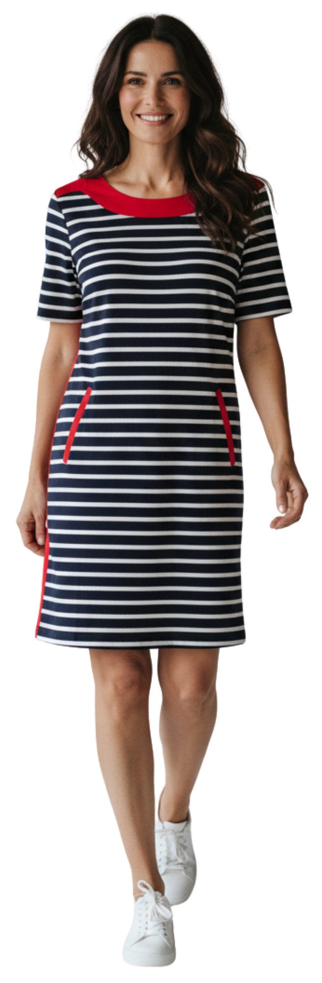 Sommerkleid 198-5200 im Marine-Look mit roter Blende