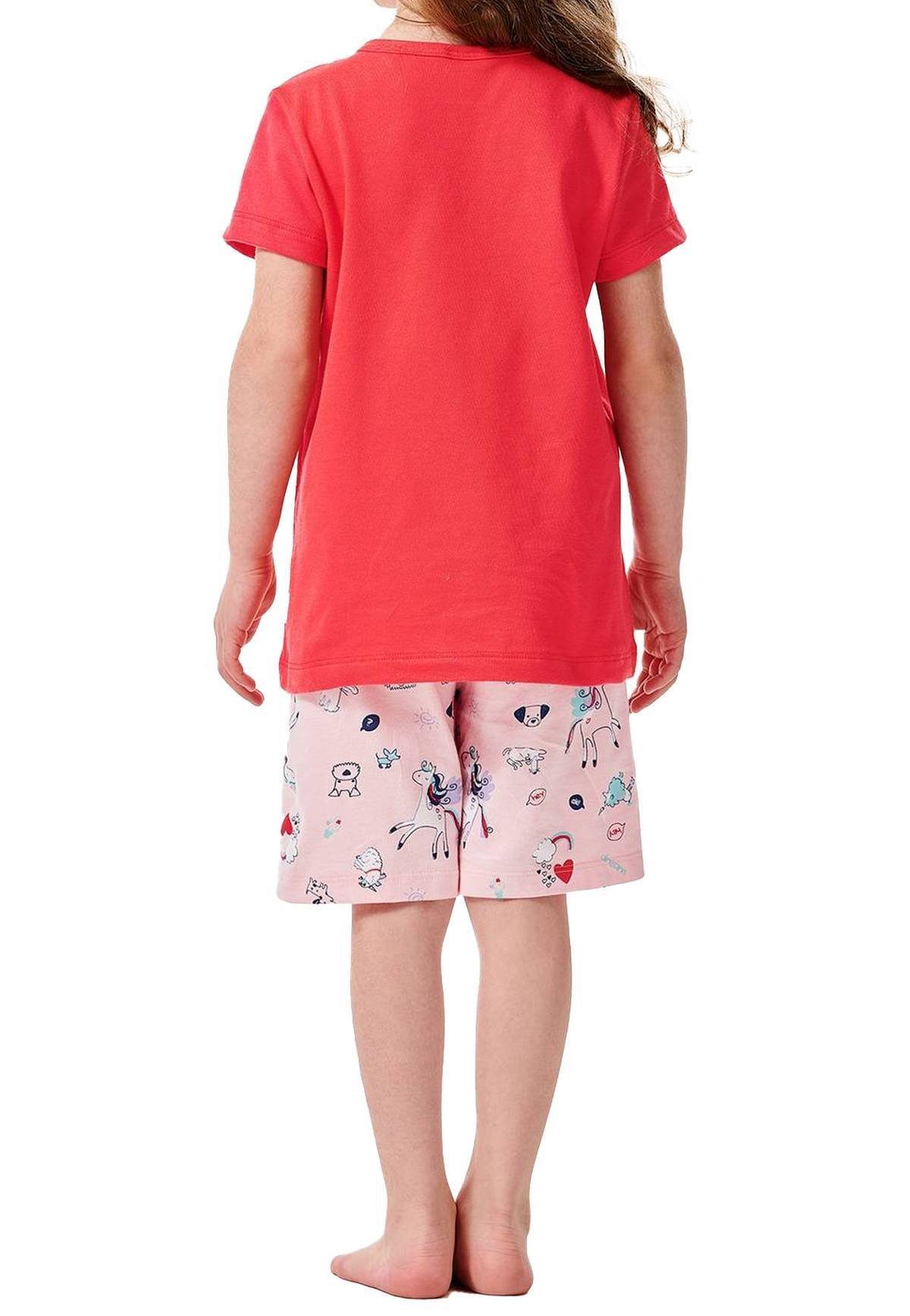 Kinder, - Rot Motiv Mädchen Schlafanzug Pyjama Schiesser kurzarm,