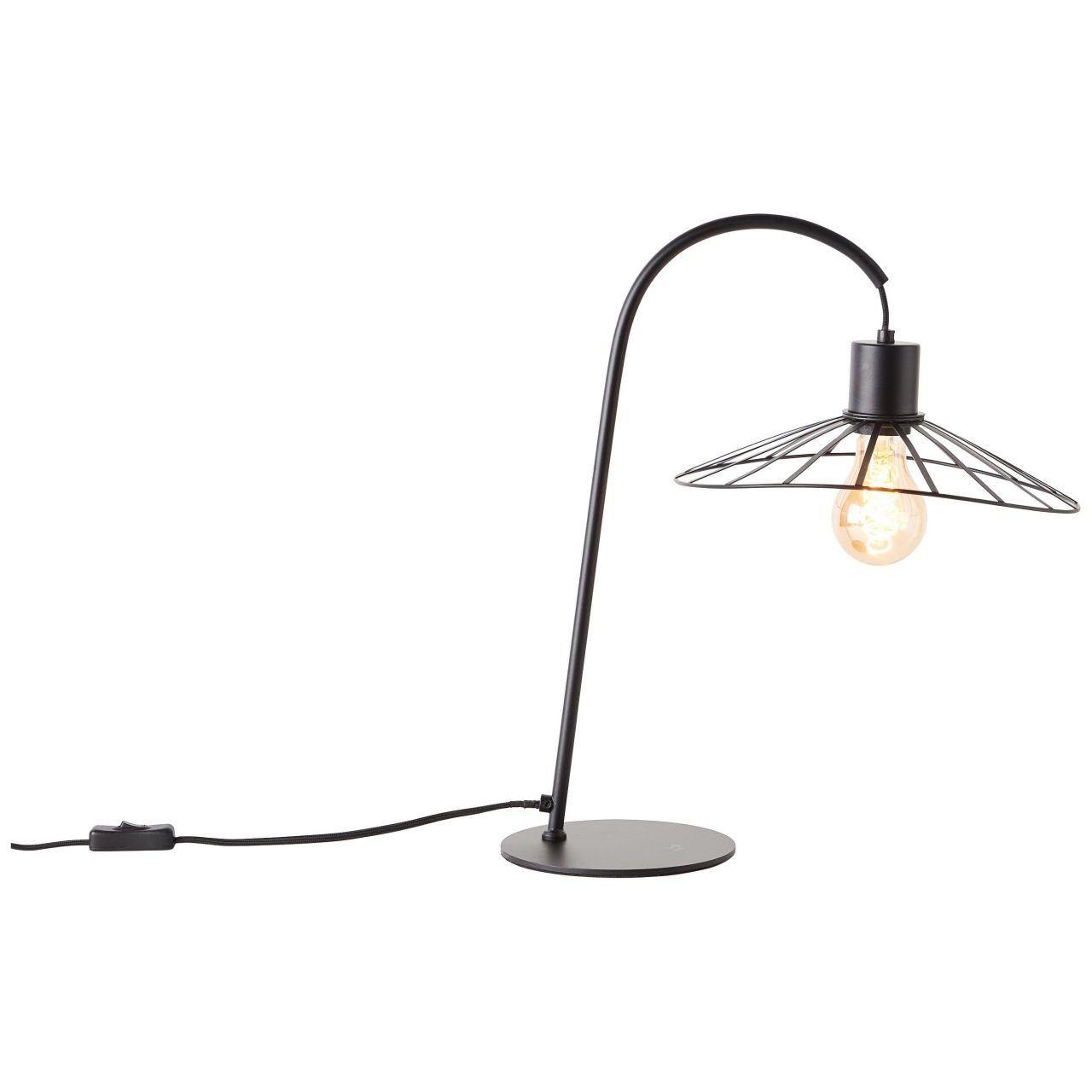 Schnurzw 1x Tischleuchte Brilliant Lampe, Leika A60, 52W, E27, schwarz Tischleuchte Mit Leika, matt,