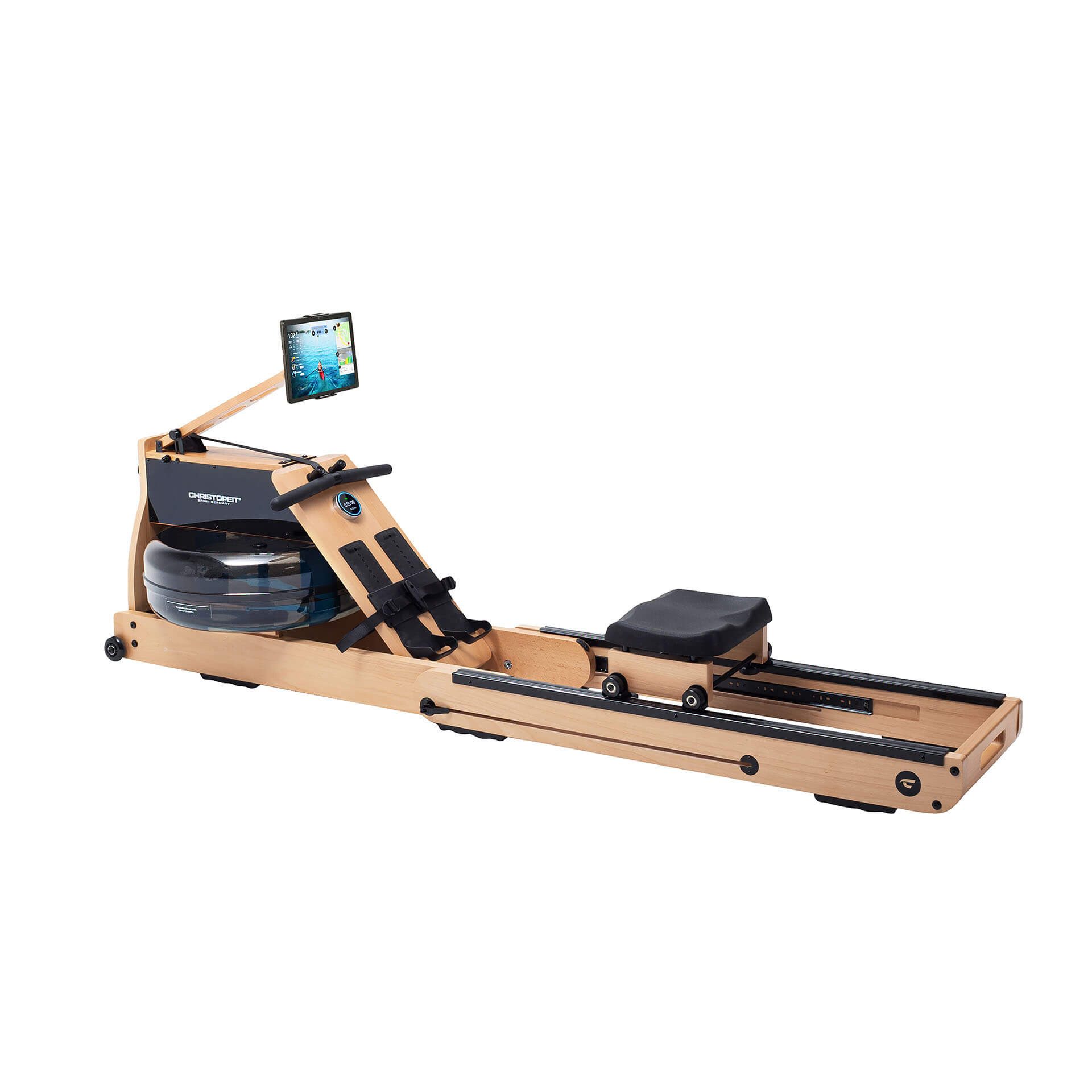 Christopeit Sport® Ruderzugmaschine WP 5000 Wasserrudergerät (Wasserwiderstand, Magnetwiderstand, Wassertank, Holz, Sport), Testsieger Stiftung Warentest Ausgabe 1/2025, Rudermaschine, Holz