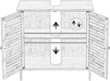 EUGAD Waschbeckenunterschrank (1-St) mit 2 Türen 60x30x60cm Bambus