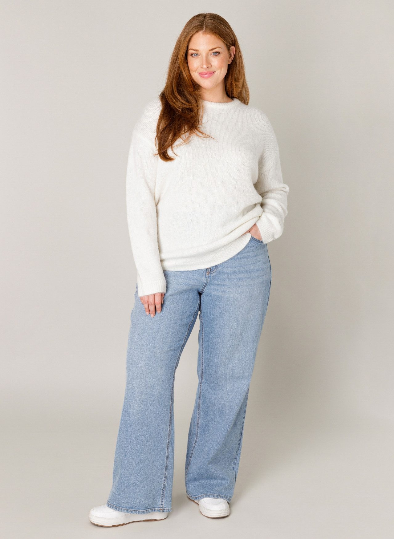 Base Level Curvy Strickpullover Yanara mit Wolle und Elasthan
